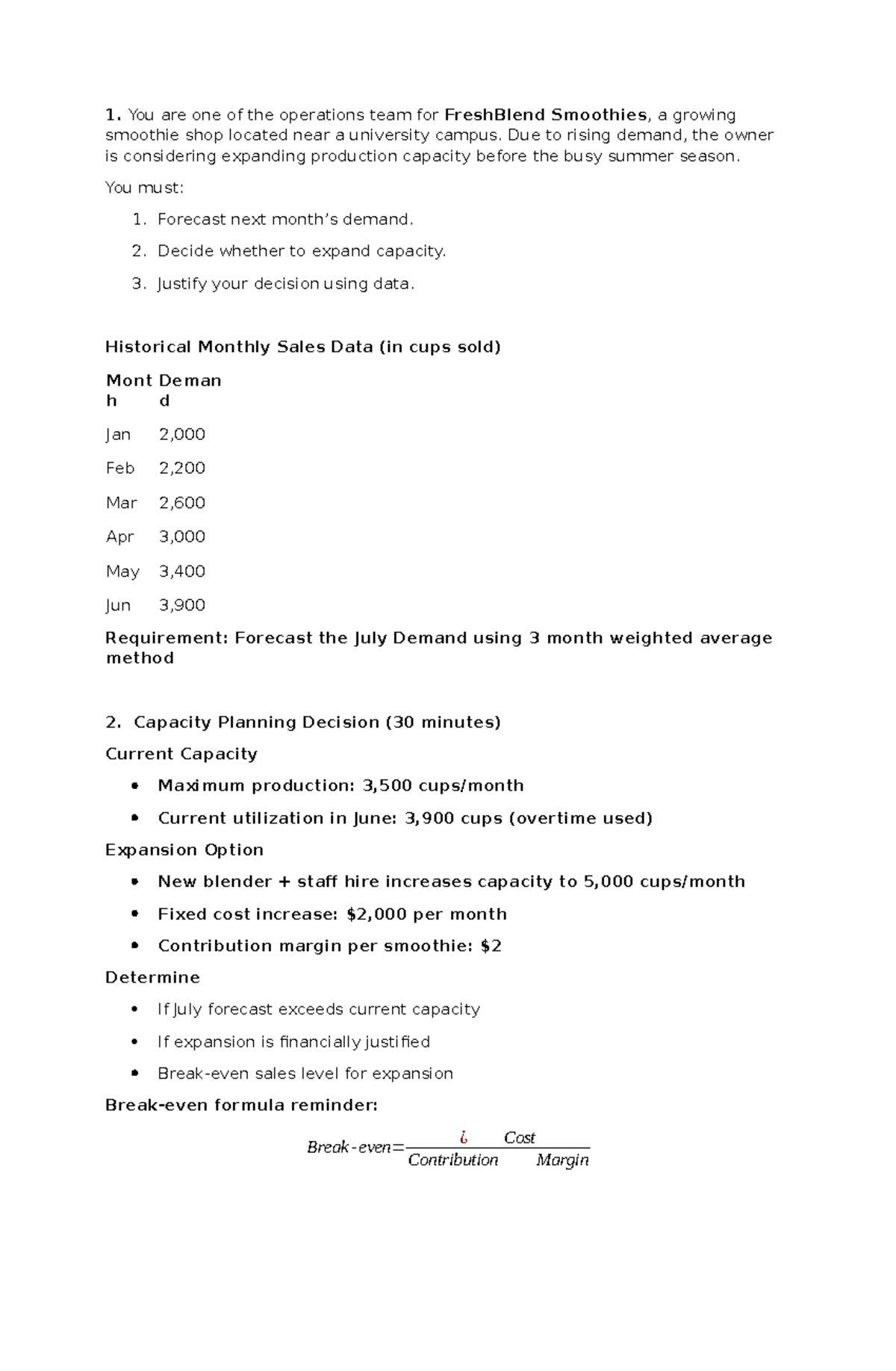 Capacity Planning & Demand Forecasting Activity for Operations Team ...