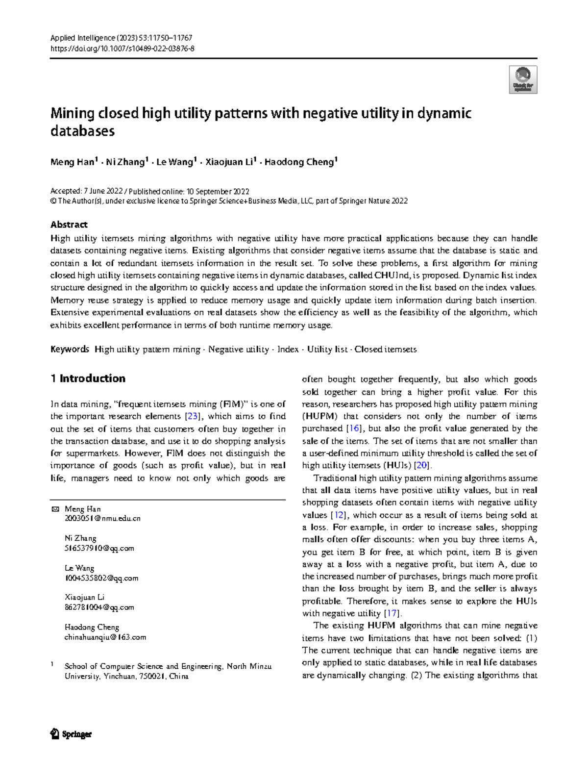Mining Closed High Utility Patterns with Negative Utility in Dynamic ...