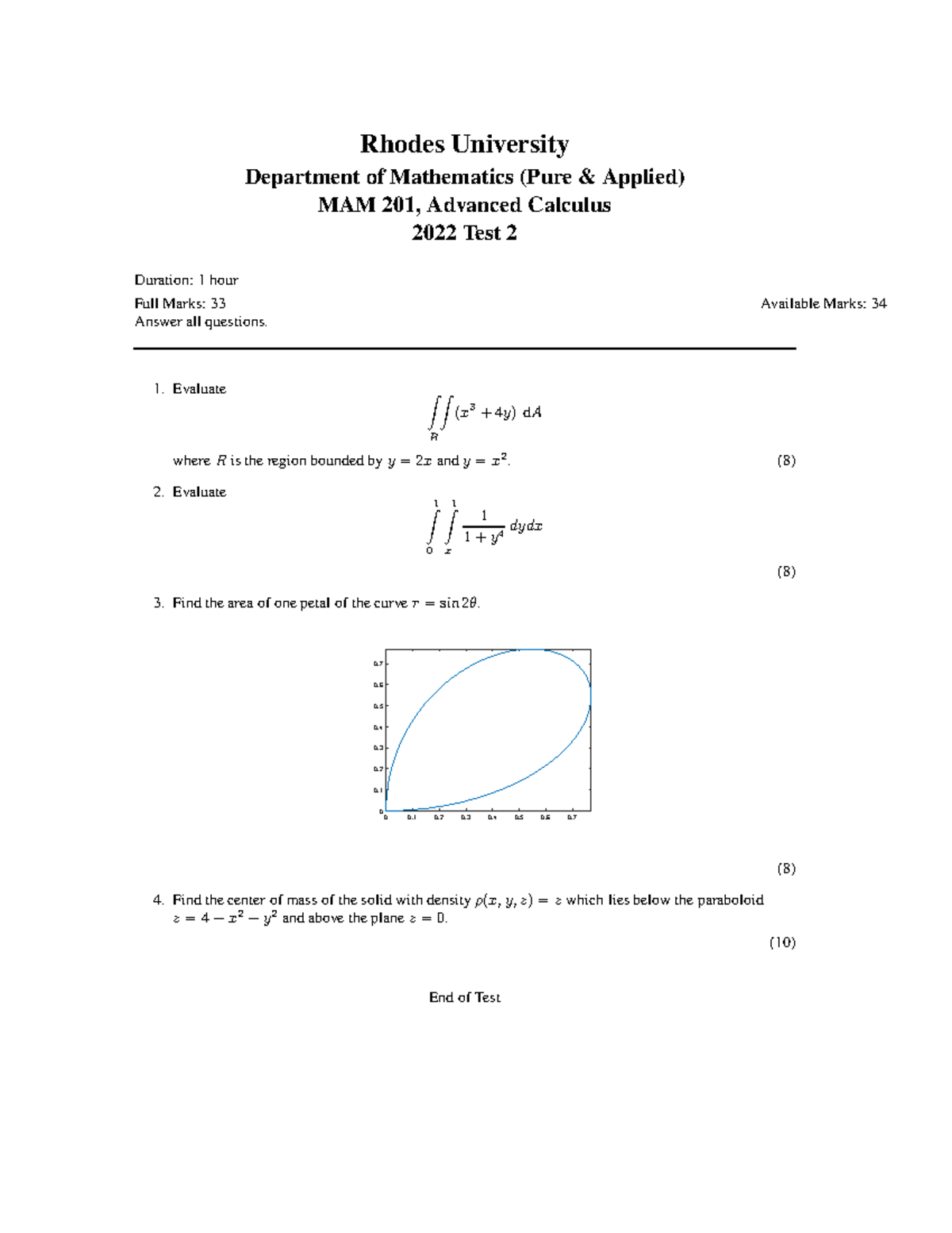 2022ACtest 2 - practise - Rhodes University Department of Mathematics ...