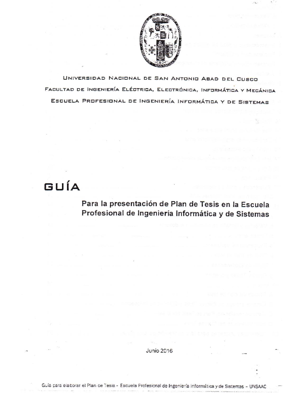 Guía para la Presentación del Plan de Tesis - ING. INFORMÁTICA UNSAAC - Document Preview
