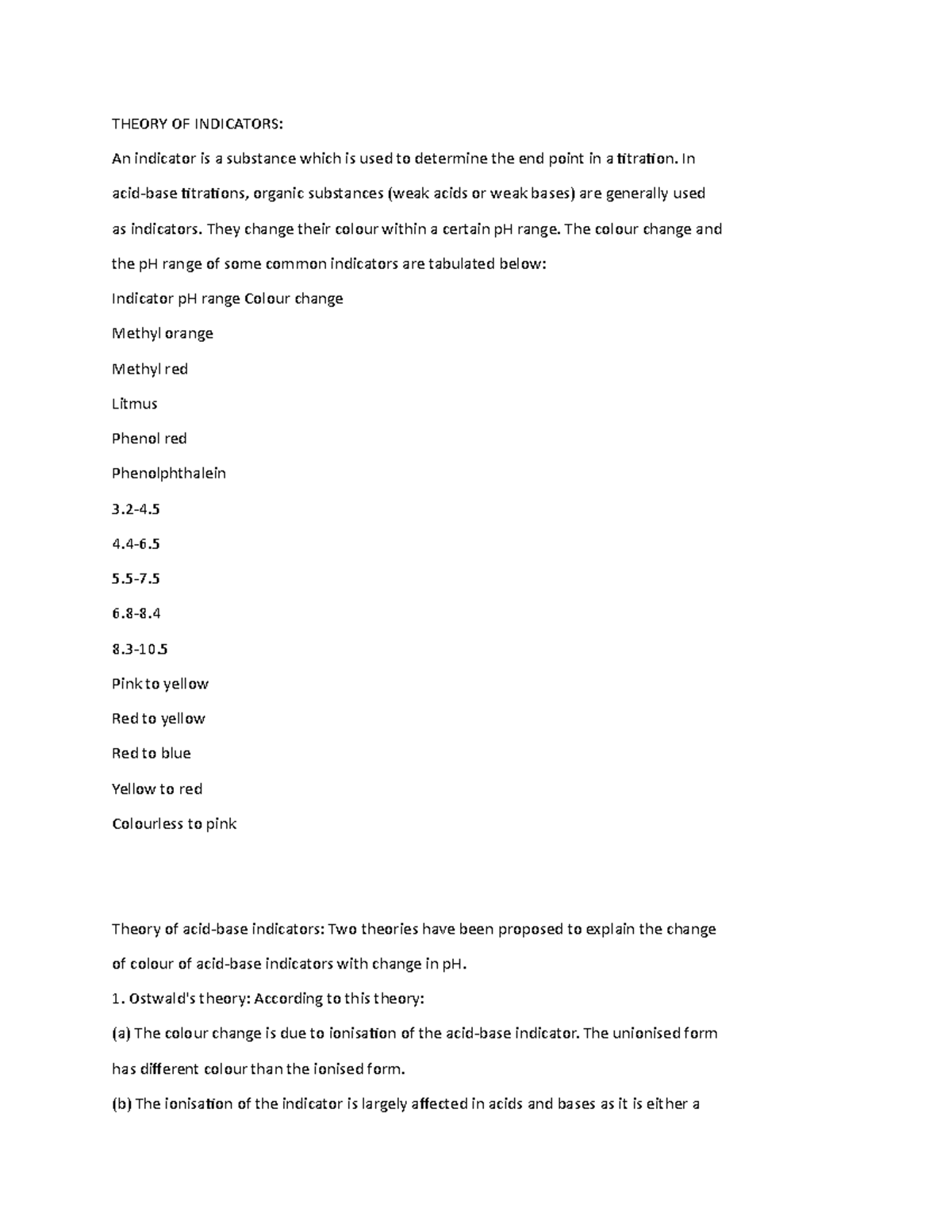 Theory of Indicators: Lecture Notes on Acid-Base Titration Concepts ...