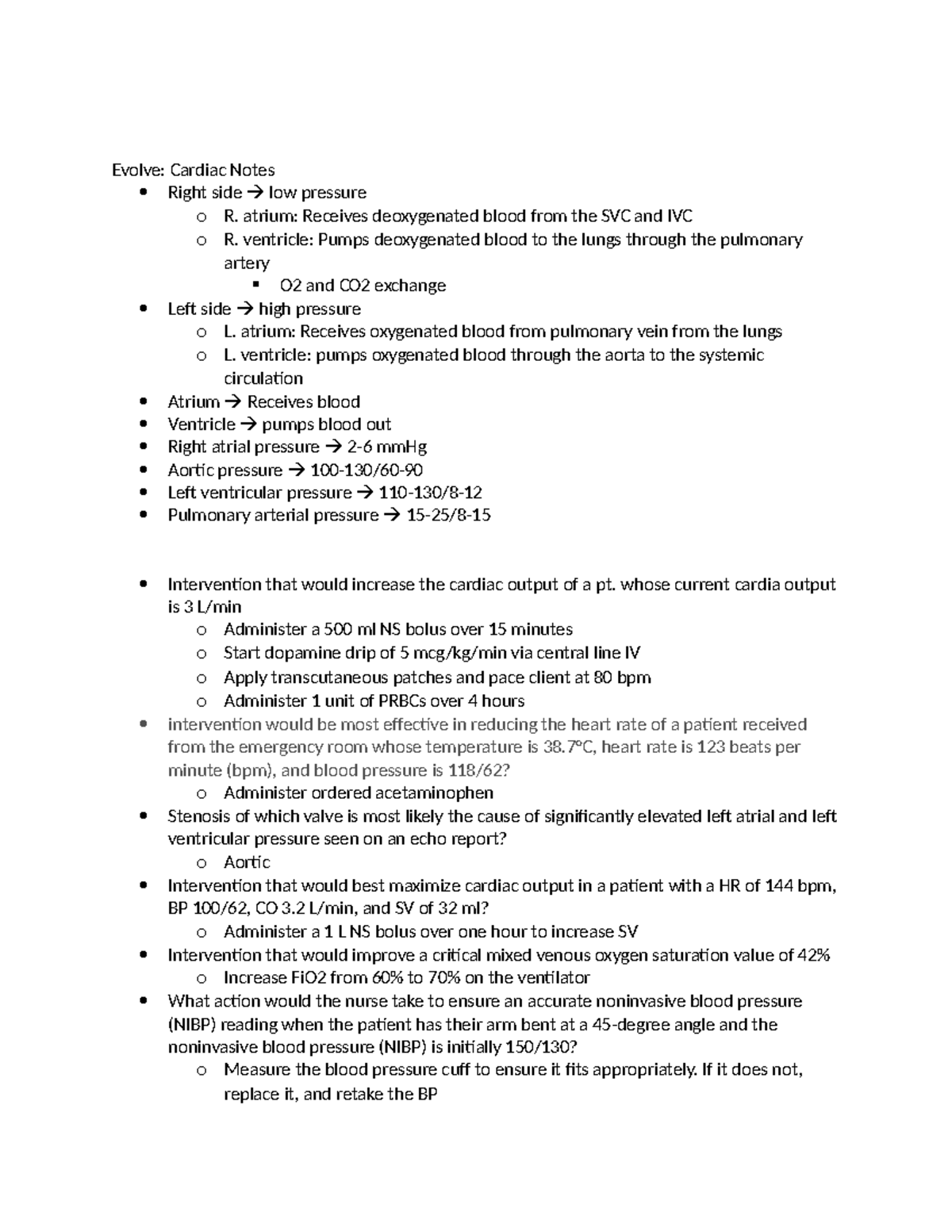 Evolve Cardiac: Essential Practice Questions for Exam Success - Studocu