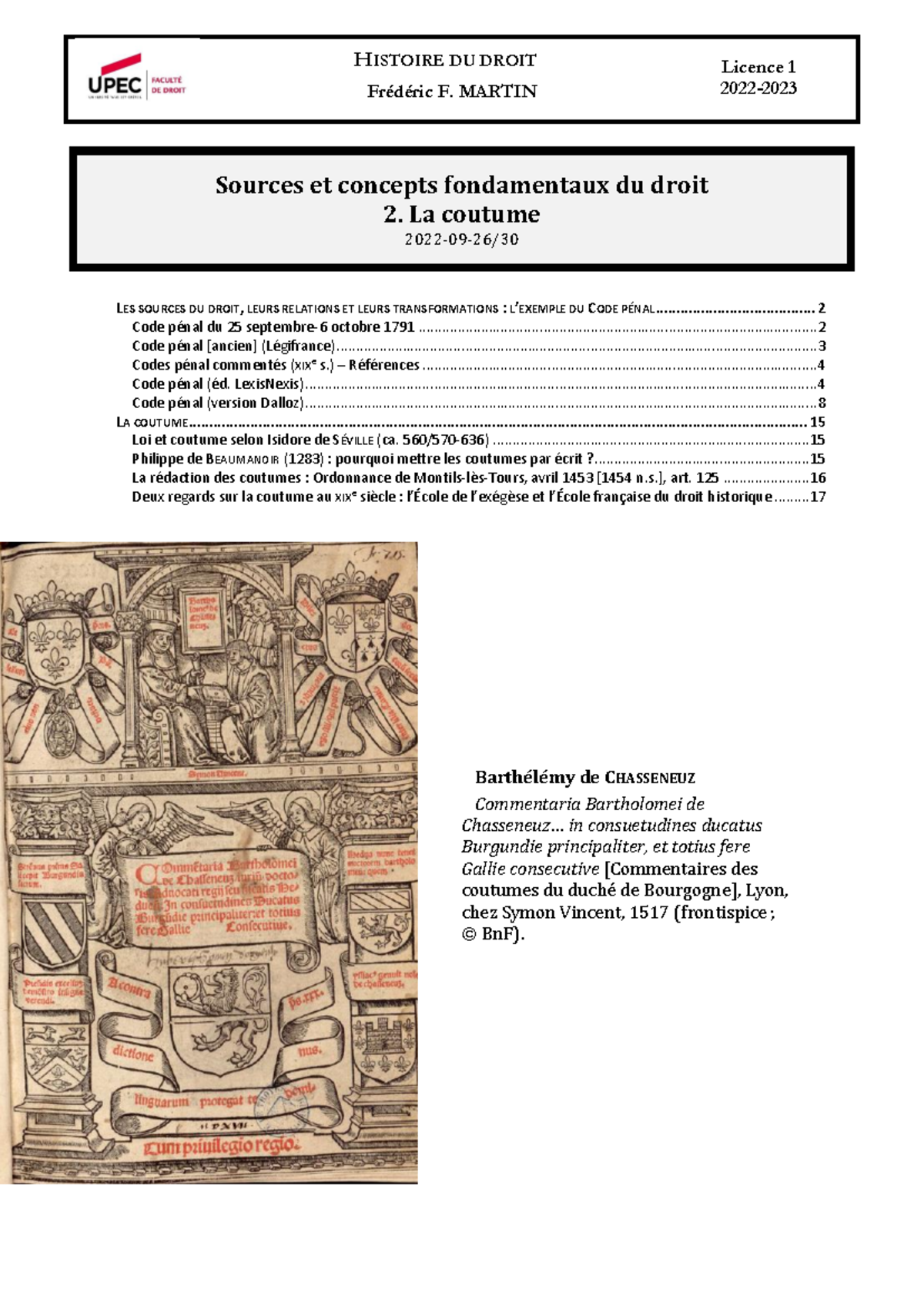 HISTOIRE DU DROIT : Sources et Coutume en Droit (Licence 1) - Studocu