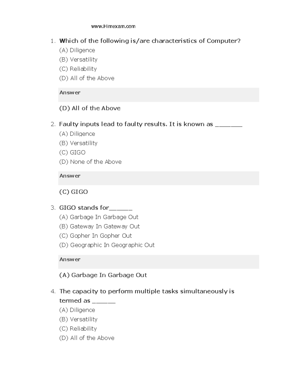 Computer MCQs - Used for practice - 1. Which of the following is/are ...