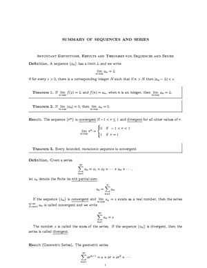 Basic M128 Final Exam Study Notes on Sequences and Series - Studocu