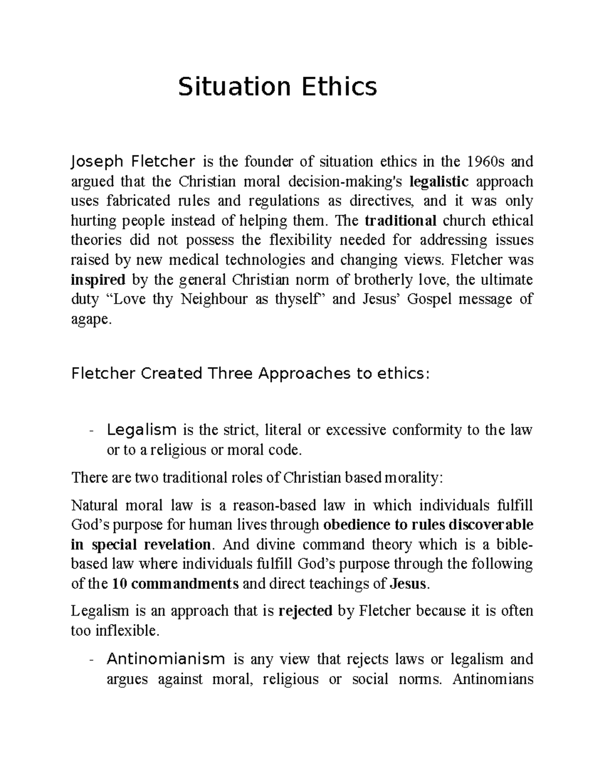 Situation Ethics: Understanding Joseph Fletcher's Moral Philosophy ...