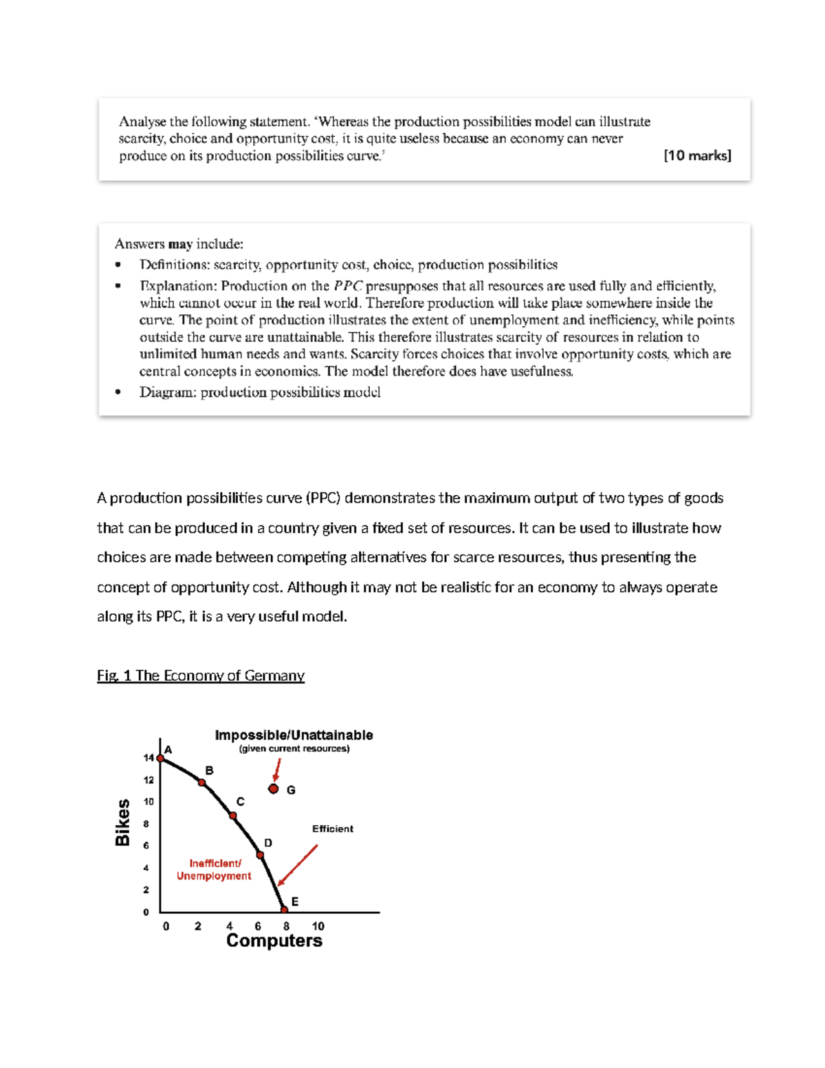 PPC Model Essay: Understanding Production Possibilities Curve - Studocu