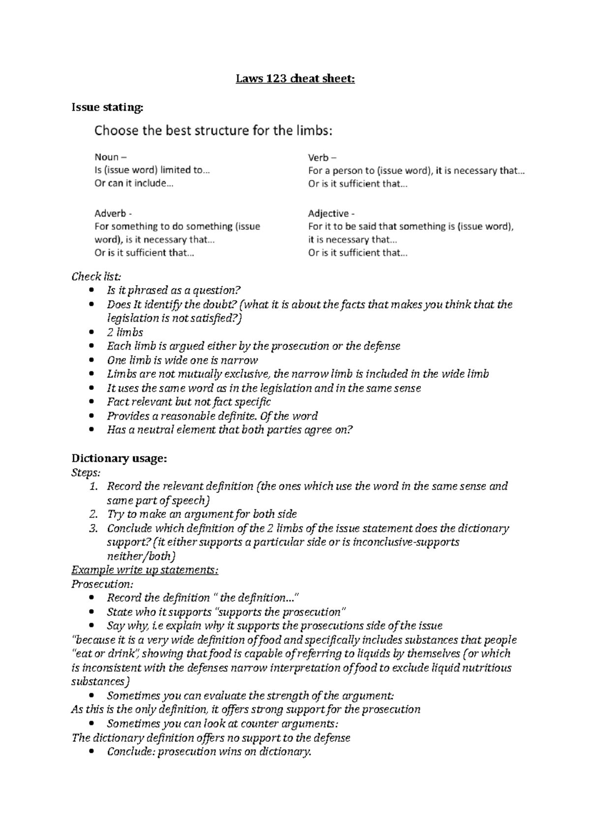 123-cheat sheet - Lecture notes 1-76 - Laws 123 cheat sheet: Issue ...