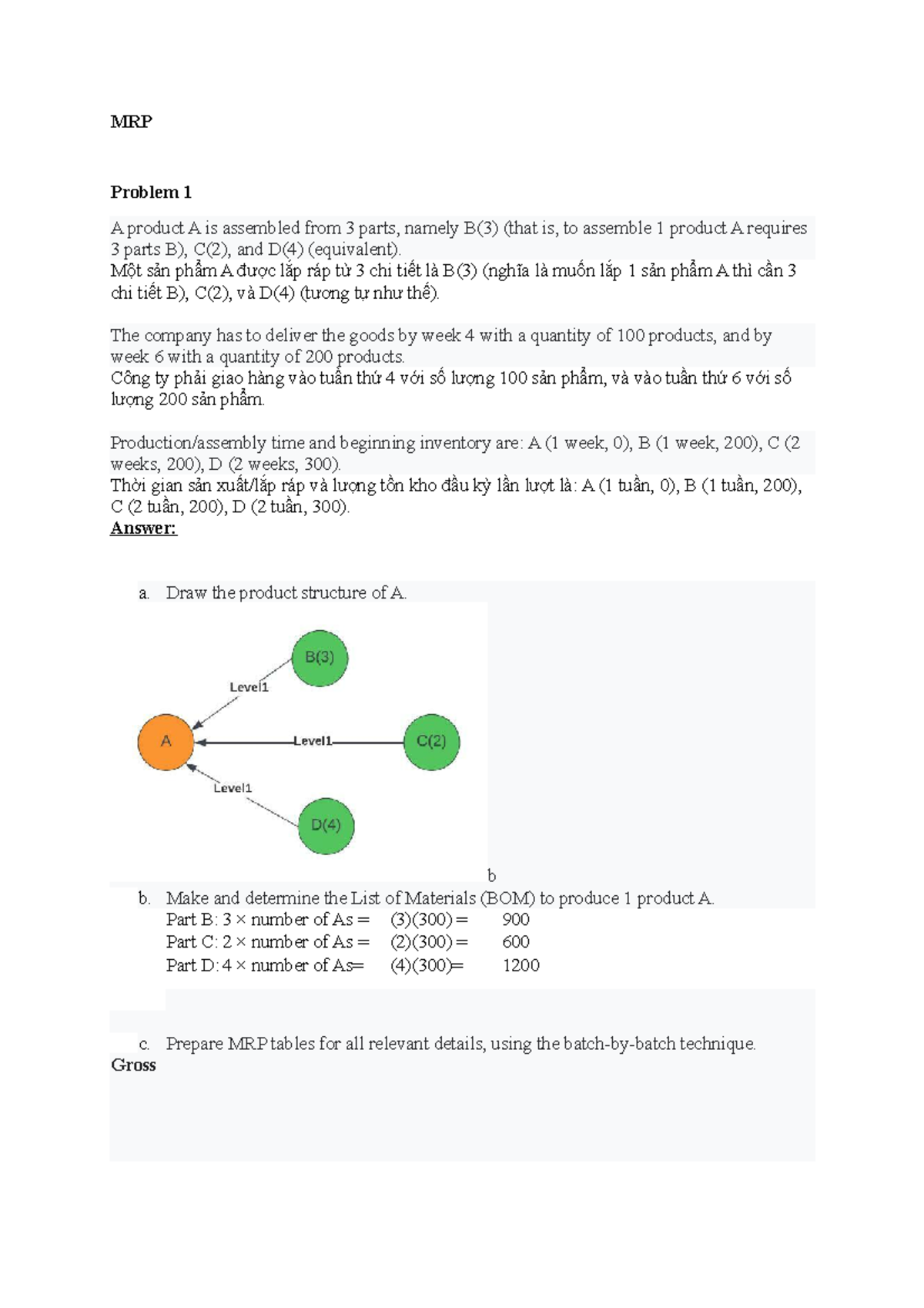 Problems-Hoạch-định-nhu-cầu-vật-tư-Eng - MRP Problem 1 A product A is ...
