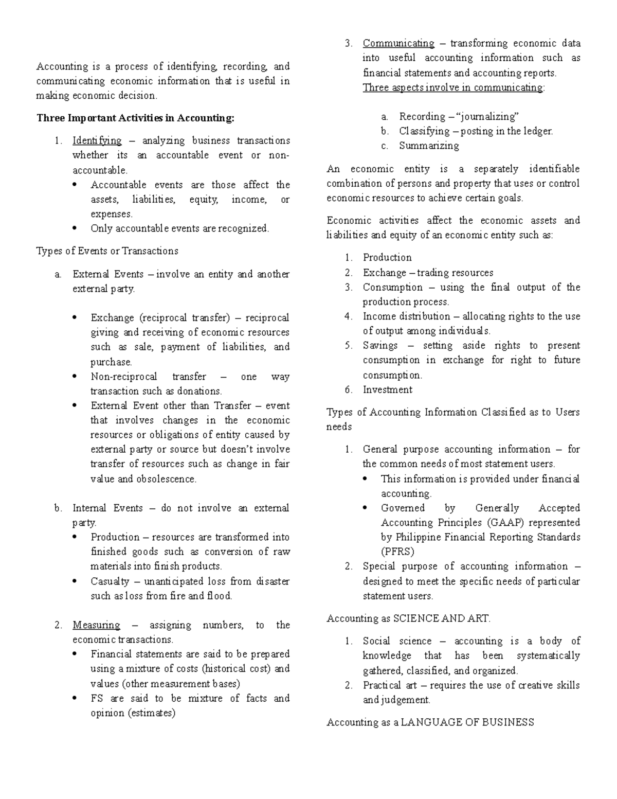 CFAS CHAP 1 - Overview of Accounting Principles and Concepts - Studocu