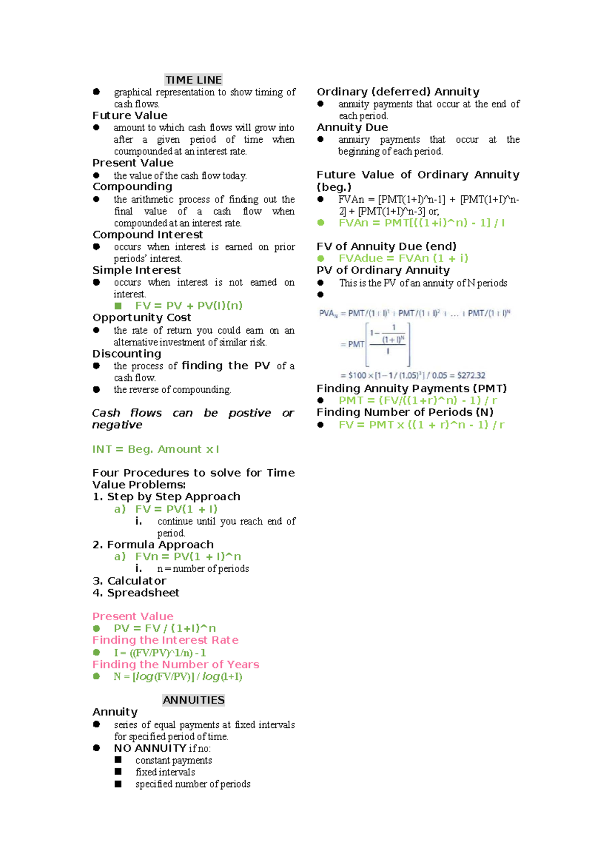 Finman Partial Notes 3: Time Value of Money Concepts - Studocu