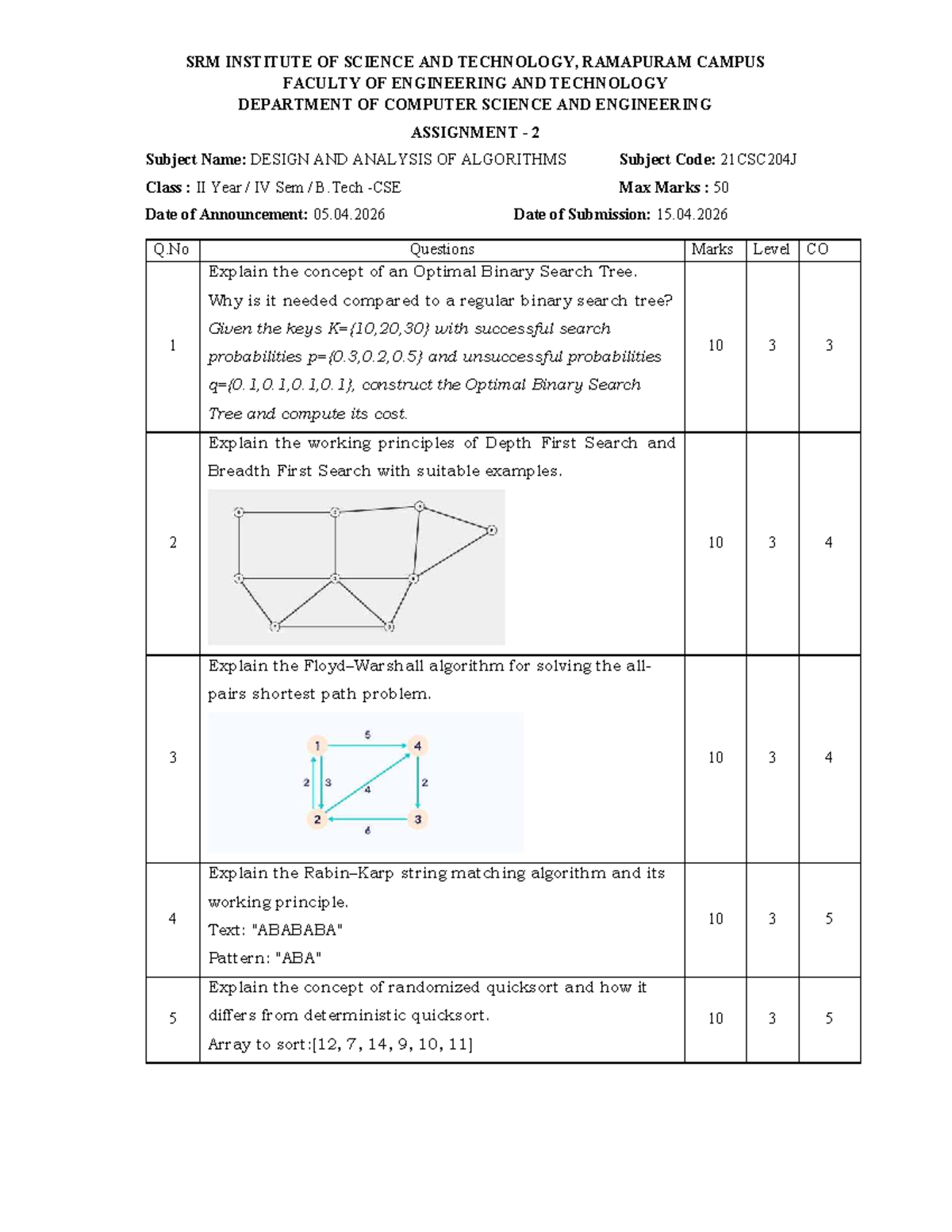 DAA Assignment 2 - Optimal Binary Search Trees & Search Algorithms ...