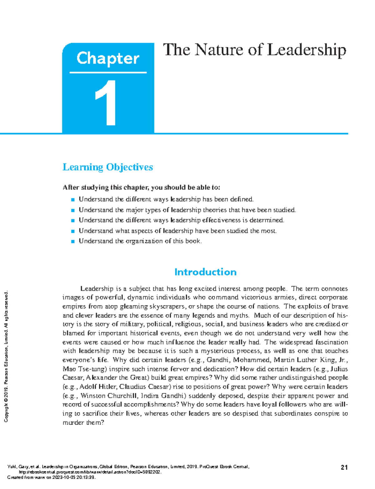 Leadership in Organizations (Global Edition): Chapter 1 Overview - Studocu