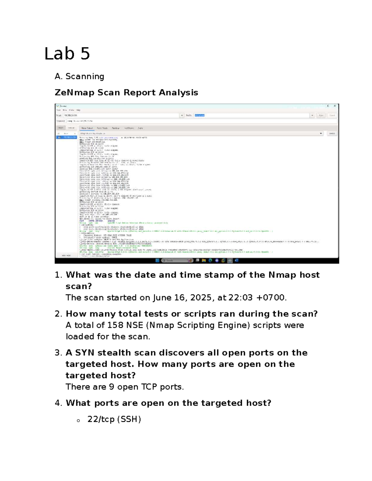 Lab 5: ZeNmap & Nessus Vulnerability Assessment Analysis (IA1903) - Studocu