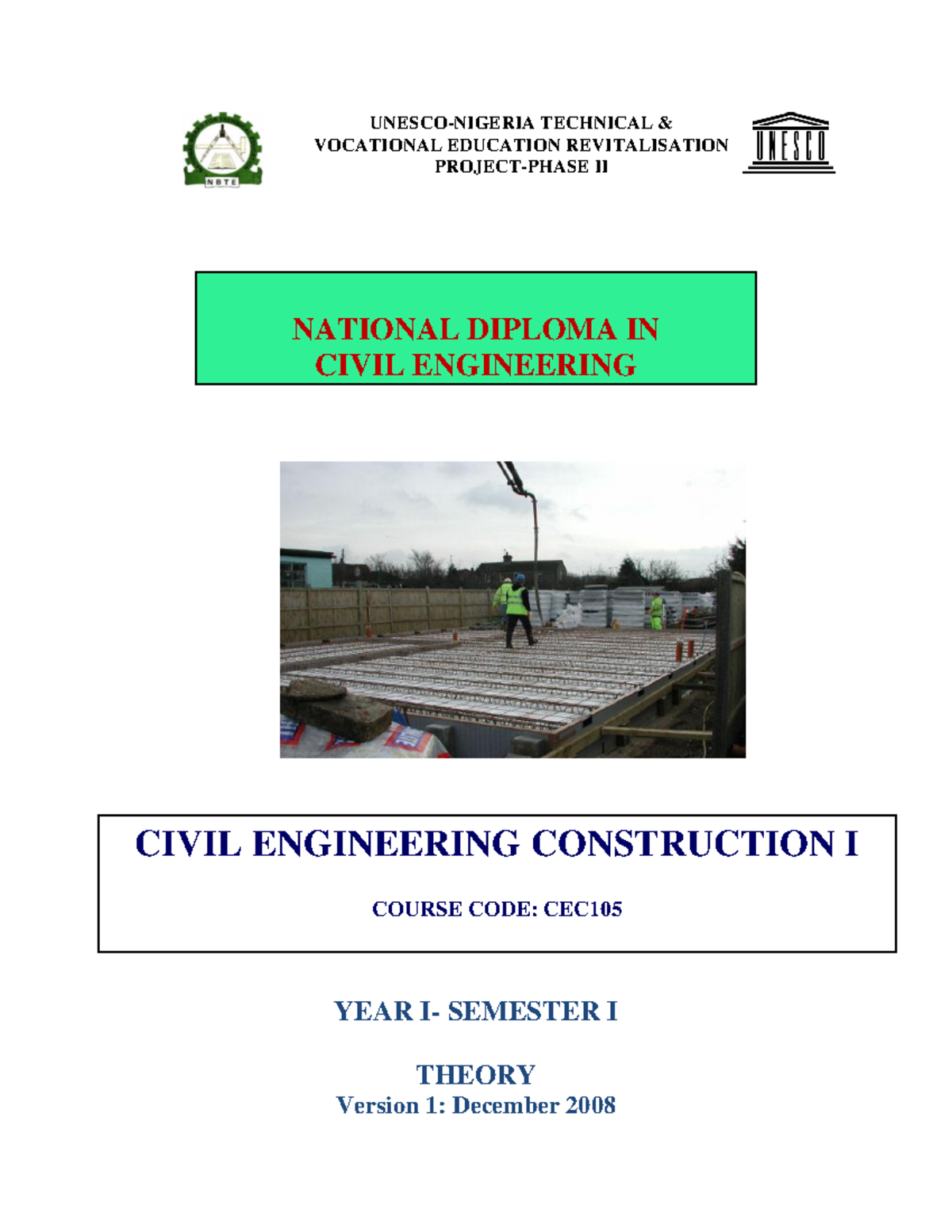Civil Engineering Construction I (CEC): Comprehensive Study Notes - Studocu