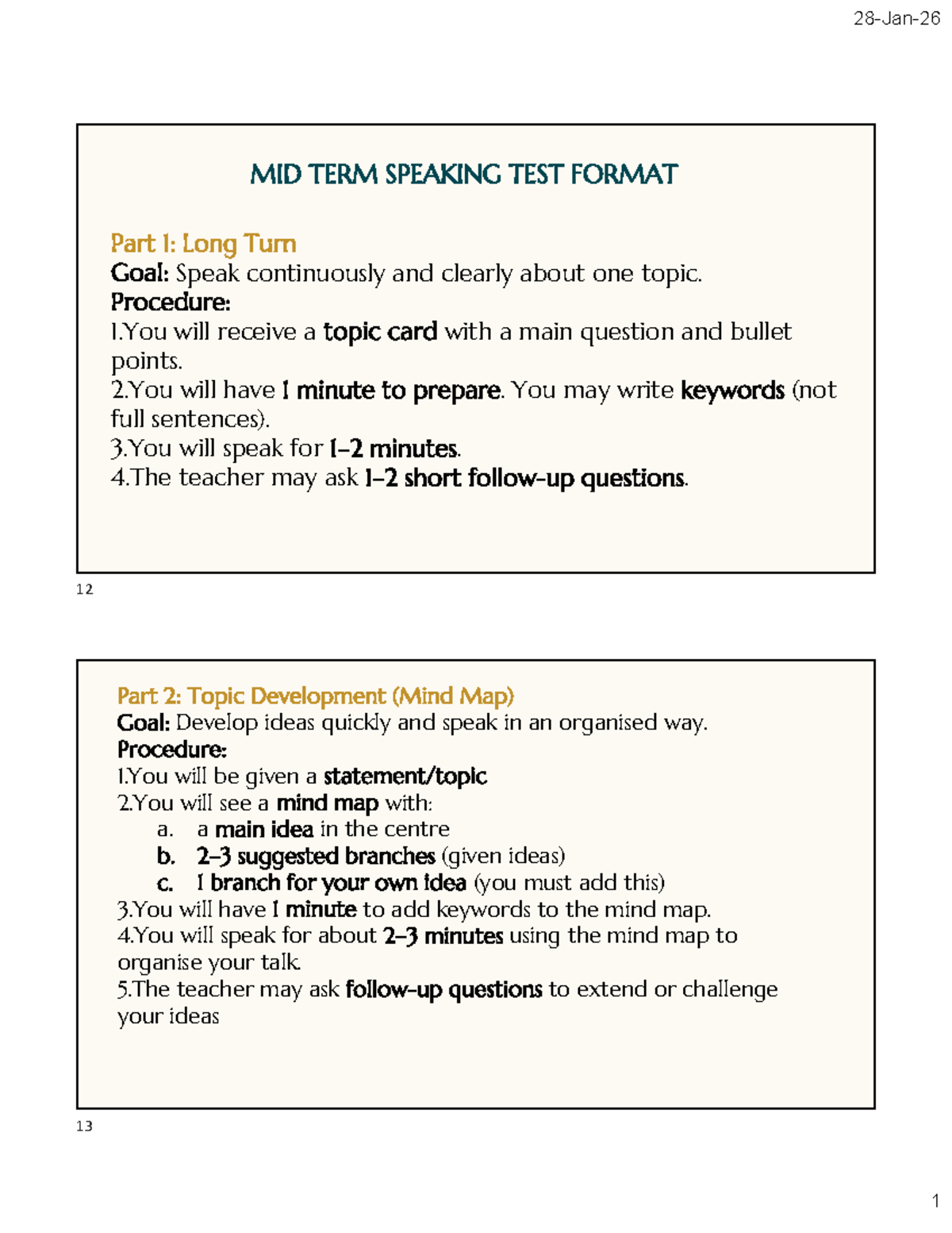 MIDTERM SPEAKING TEST FORMAT - NGHE NOI 2 - Studocu