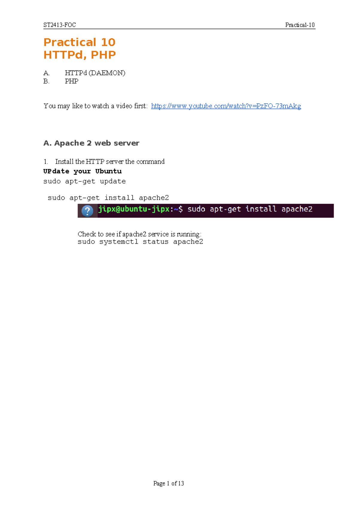 Practical 10: Configuring HTTPD on Linux (Linux-HTTPD) - Studocu