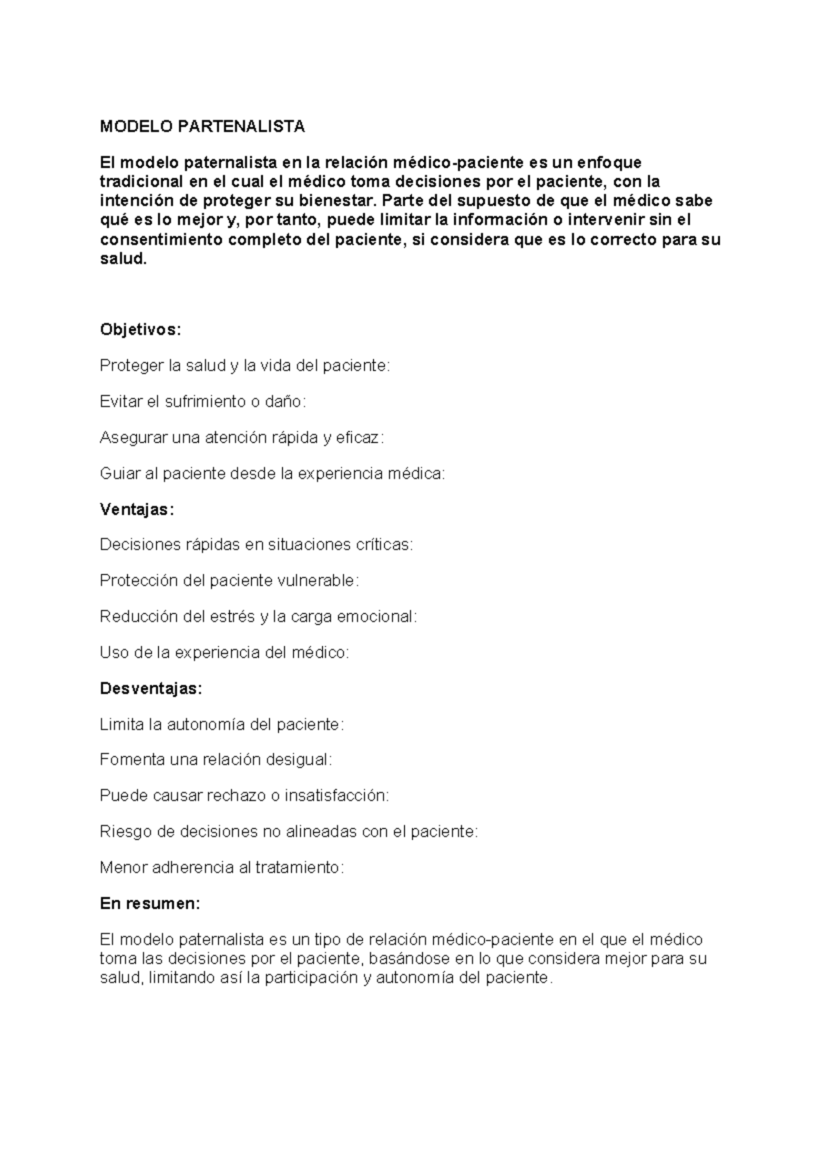 Modelo Paternalista en la Relación Médico-Paciente: Análisis y ...