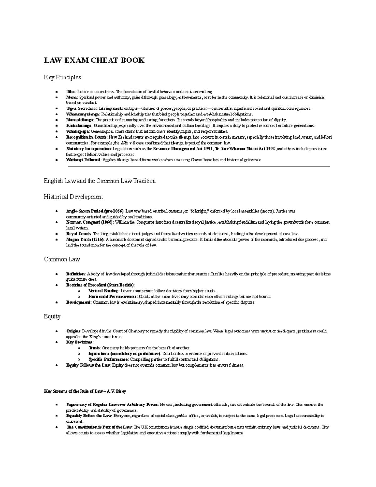 LAW 101 FINAL EXAM CHEAT BOOK: Key Principles of Justice and Legal ...