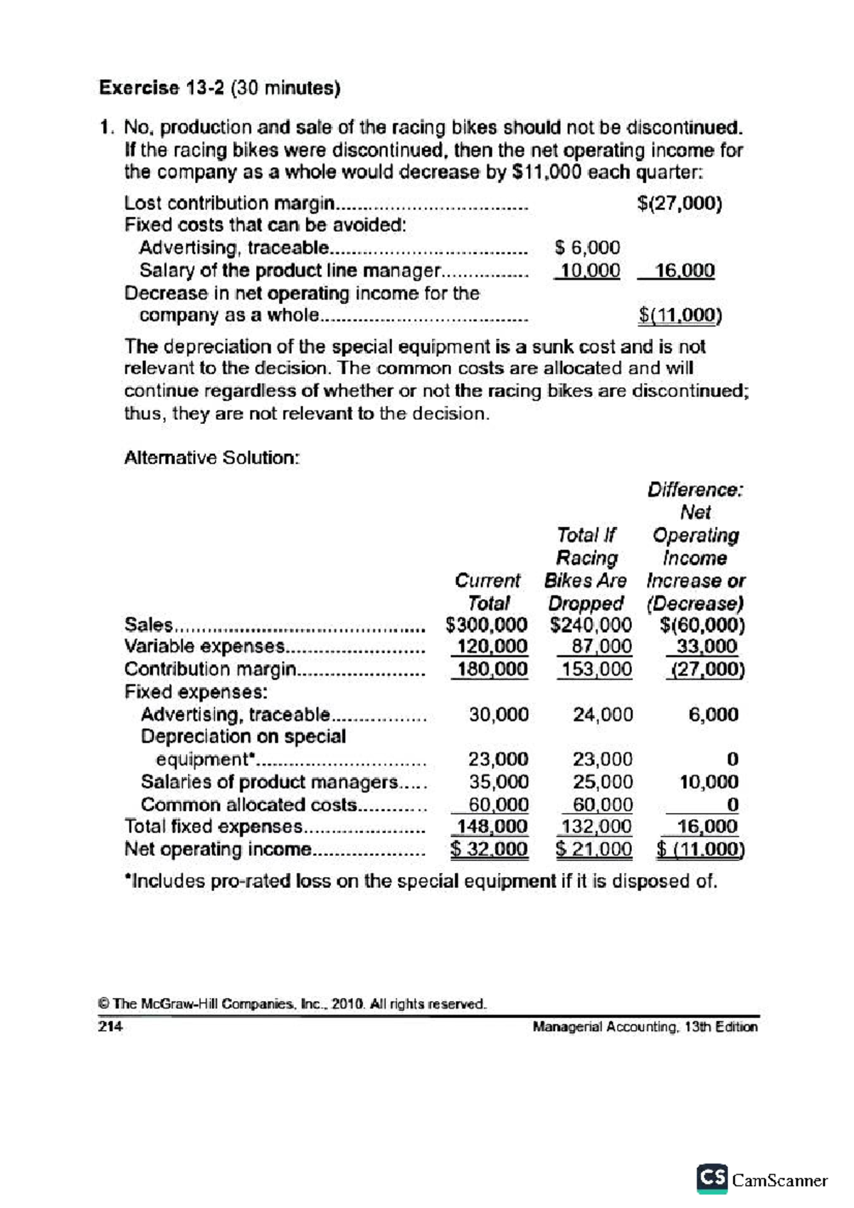 Managerial Accounting Solutions Manual: Chapter 13 Exercises - Studocu