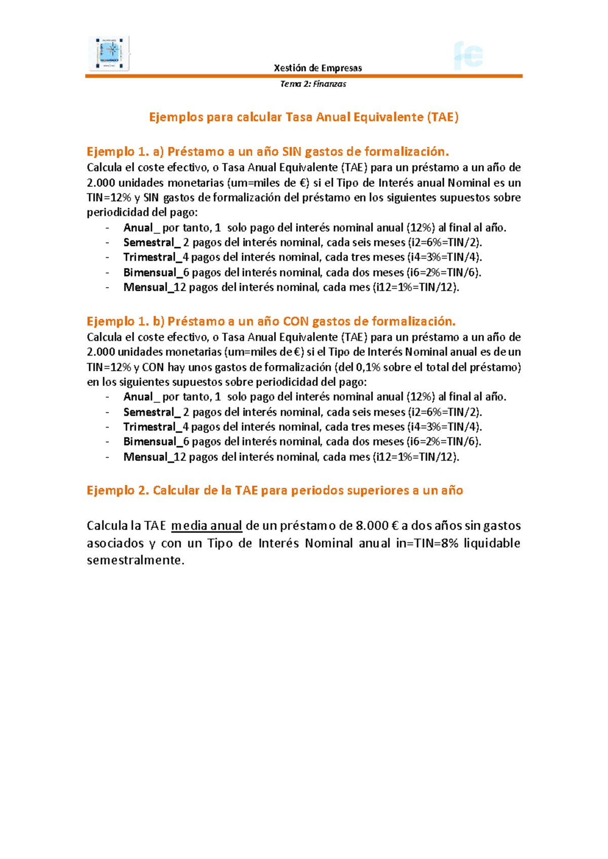 Tarea 3: Cálculo de Tasa Anual Equivalente (TAE) en Finanzas - Studocu
