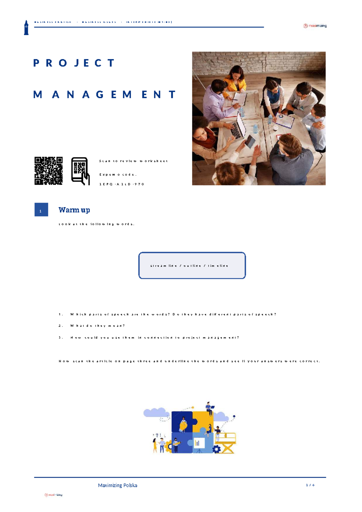 Intermediate Project Management Vocabulary & Comprehension Exercises ...