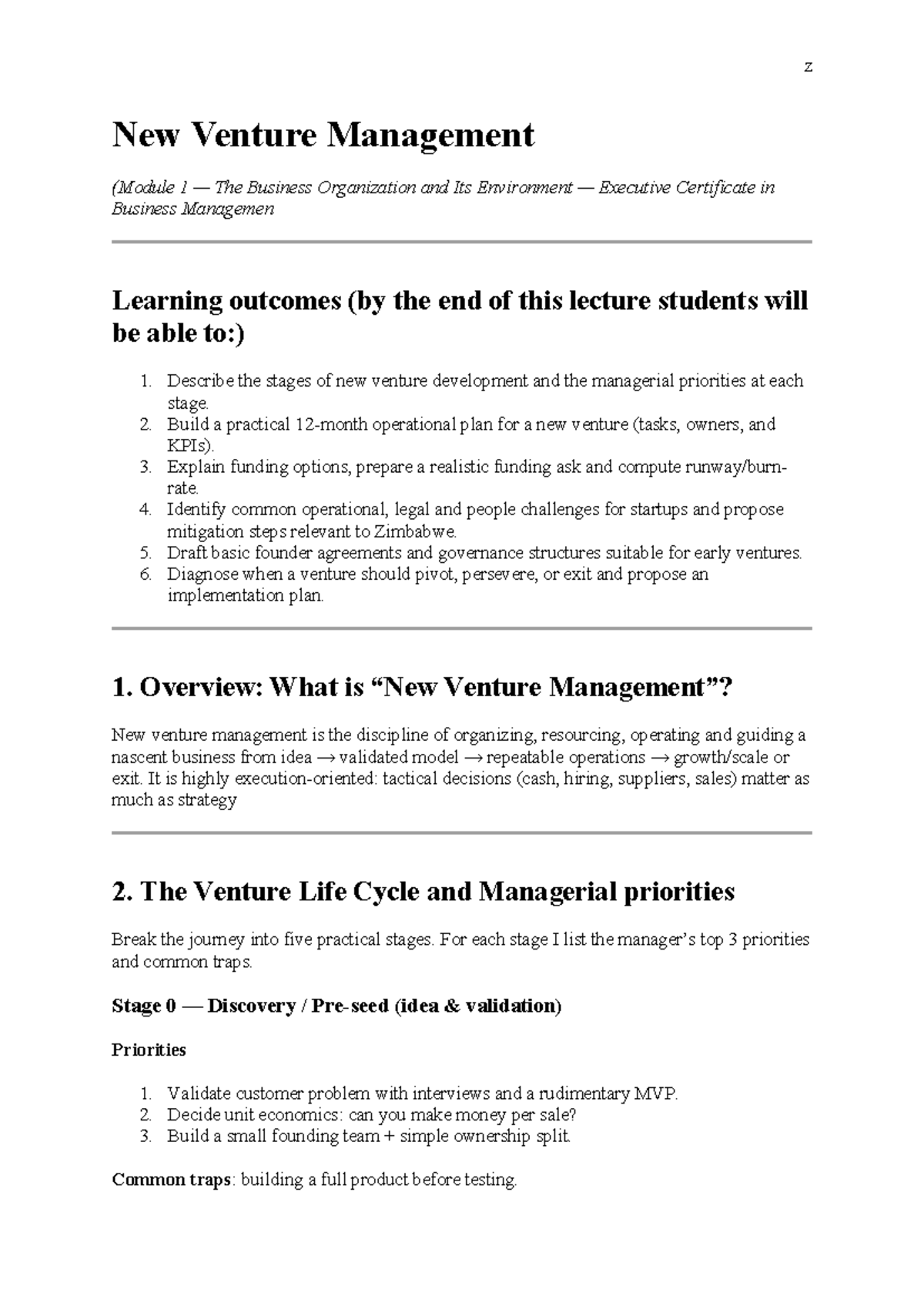 New Venture Management (Module 1): Business Organization & Environment ...
