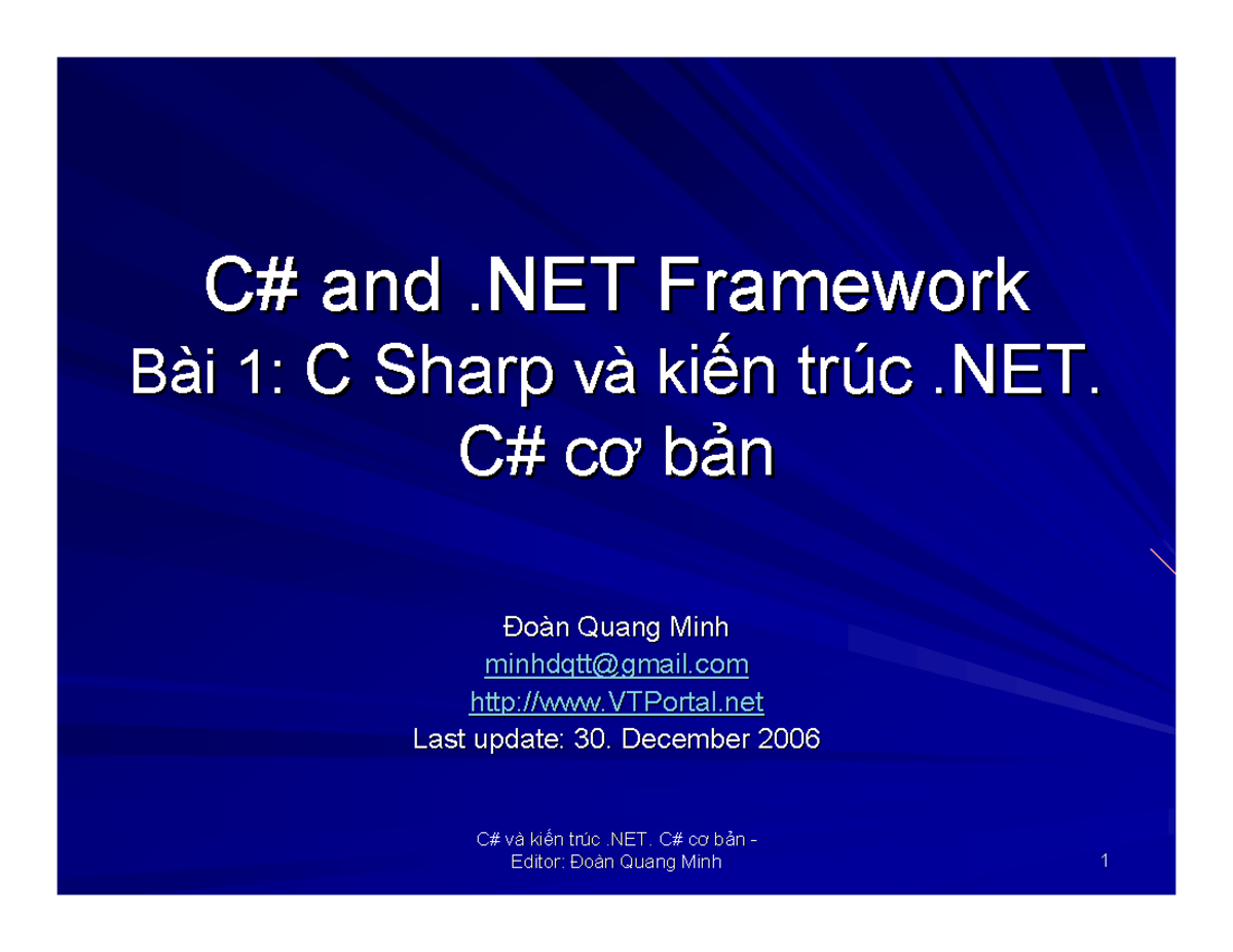C# and .NET - Lesson 1 Overview and Key Concepts - Studocu