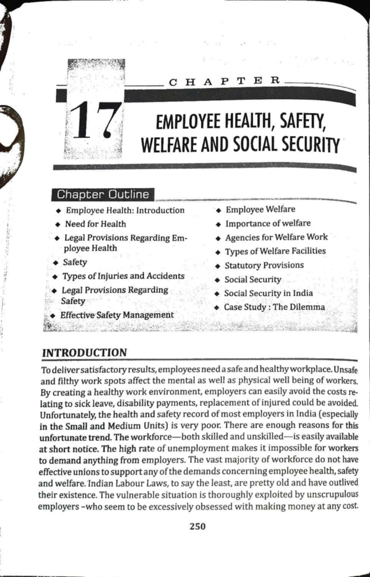 Ch 17 - Employee Health, Safety, Welfare & Social Security Notes - Studocu
