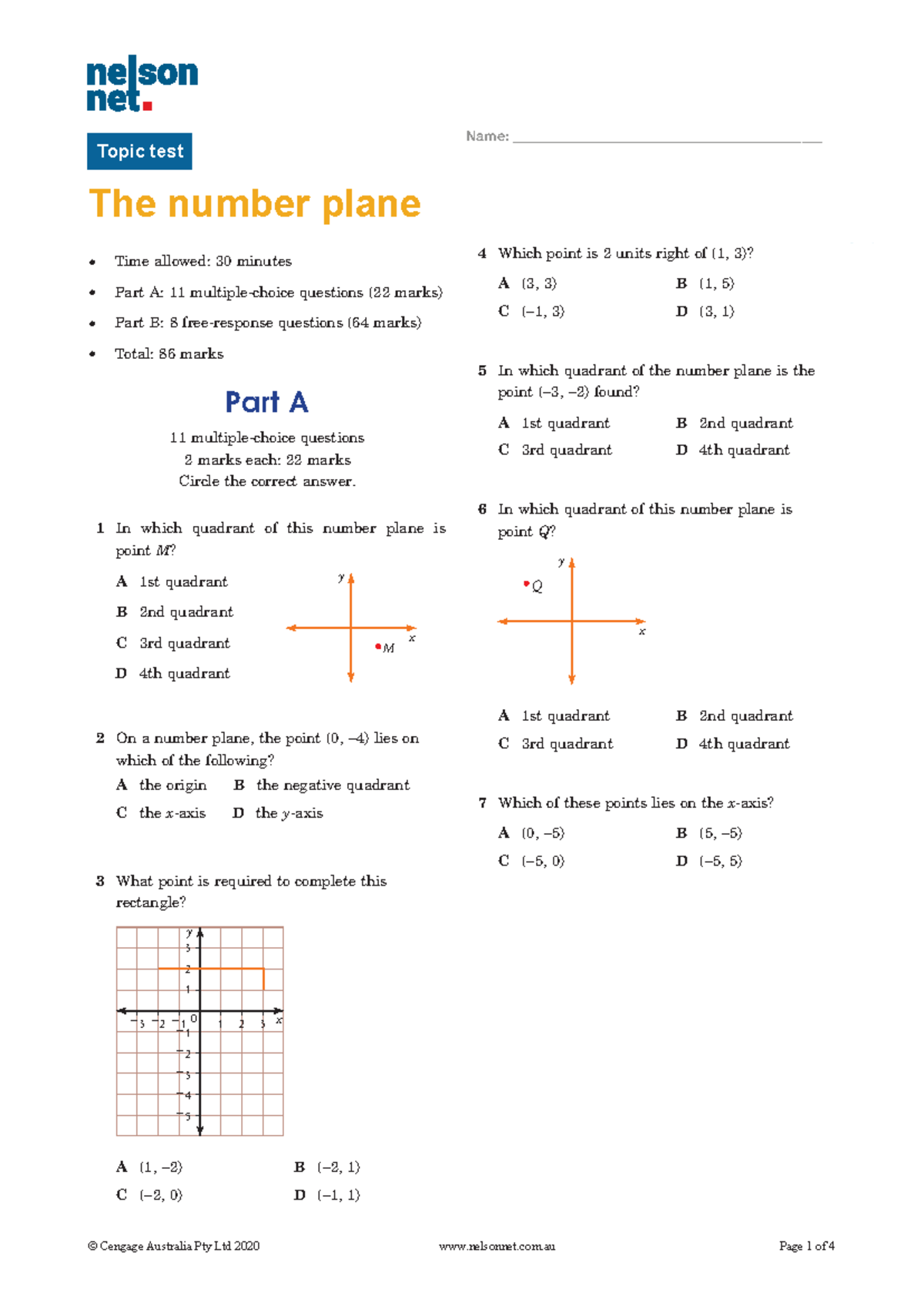 MAT07NATT10009 Chpt 9 Number Plane - Topic Test Overview - Studocu
