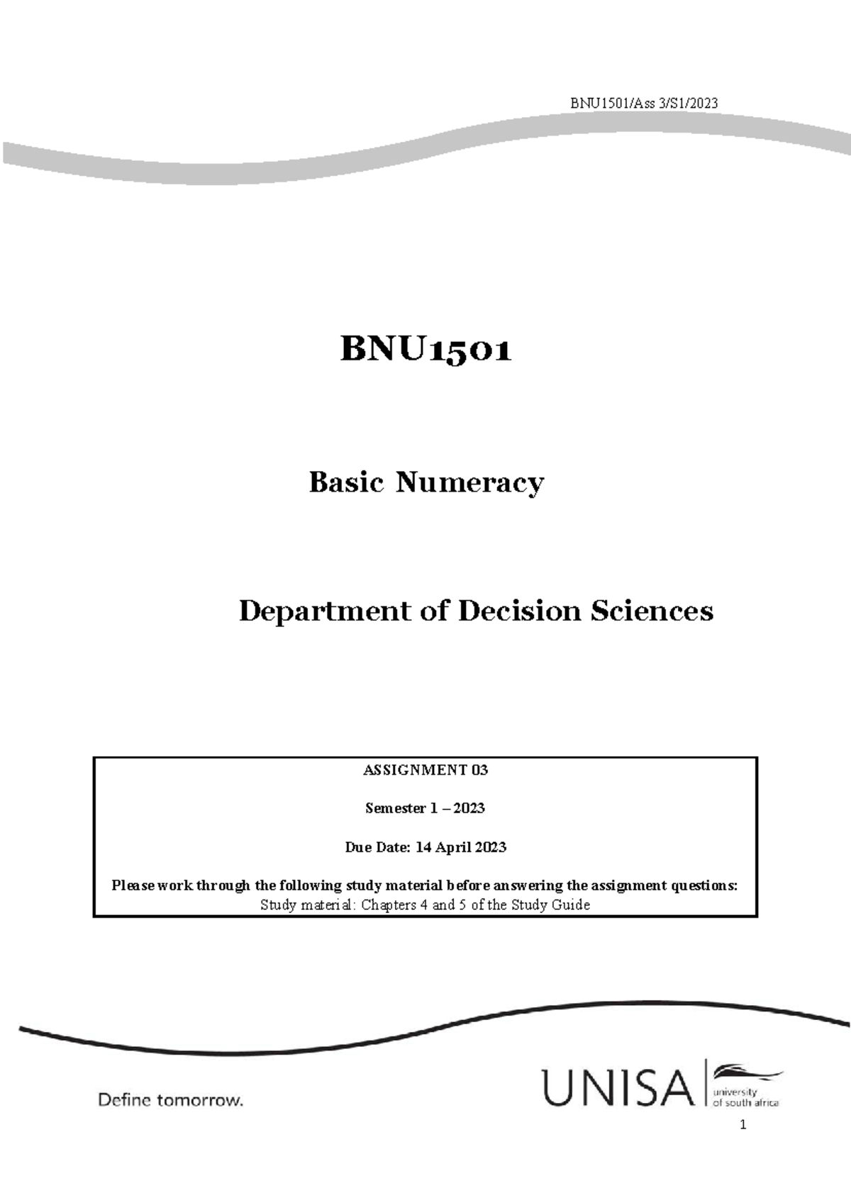 Bnu1501 Basic Numeracy Assignment 03 Study Guide Questions Studocu