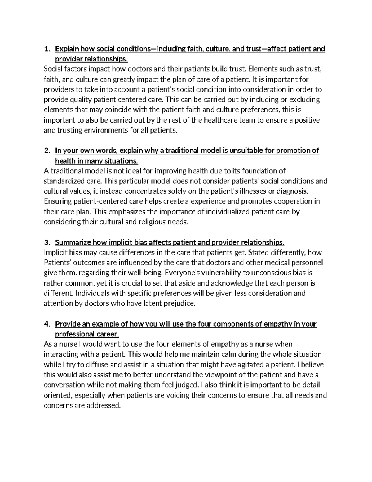 IHI PFC 101 Module - Explain how social conditions—including faith ...