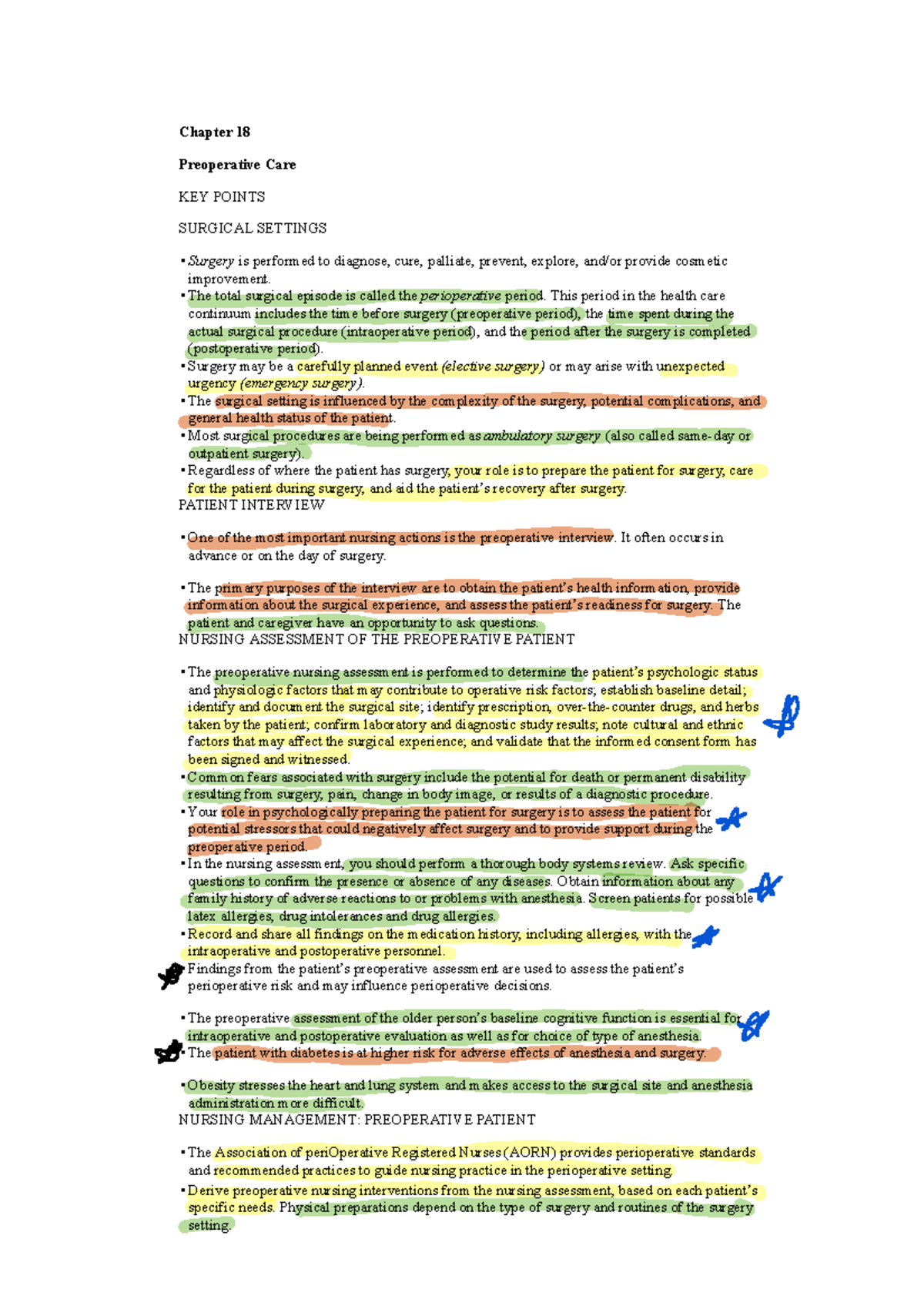 Chapter 18 Preoperative Care: Key Points for Surgical Settings - Studocu