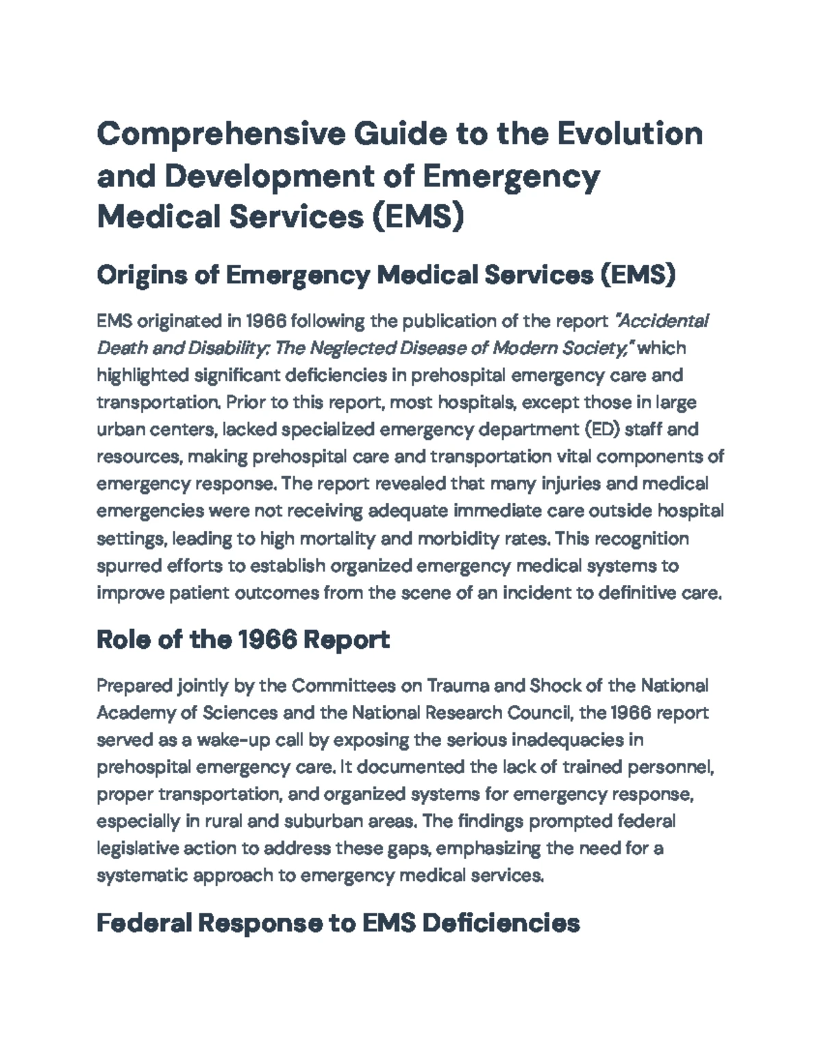 Chapter 1: Overview of EMS Systems & EMT Roles (Final Exam Study Notes ...