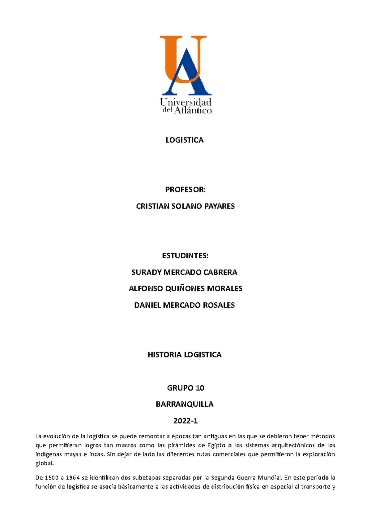 Historia y evolución de la Logística: Claves desde la antigüedad - Studocu