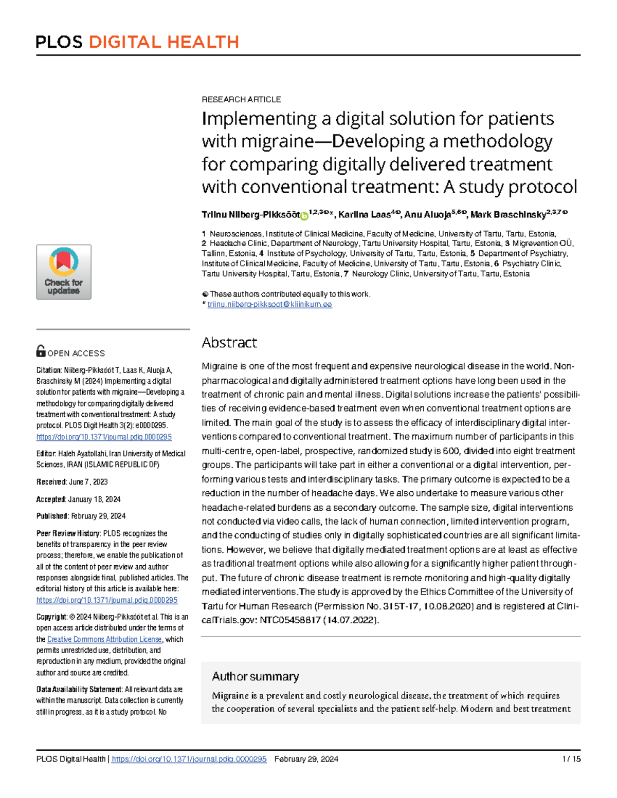 Implementing Digital Solutions for Migraine Treatment: A Study Protocol ...