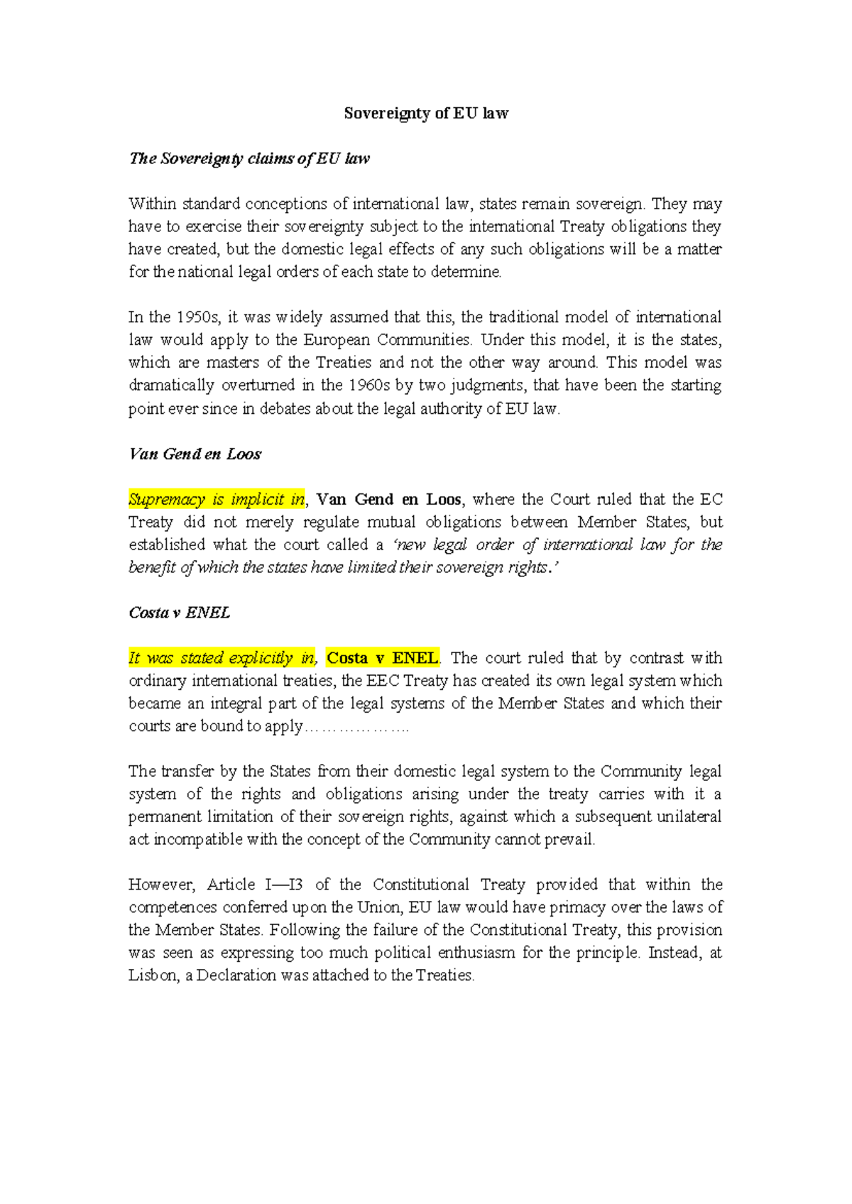 Supremacy of EU Law: Analysis of Case Law and Member States' Responses ...