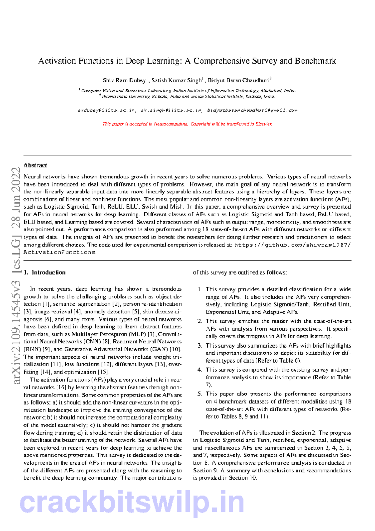 Activation Functions in Deep Learning: A Survey and Benchmark Analysis ...
