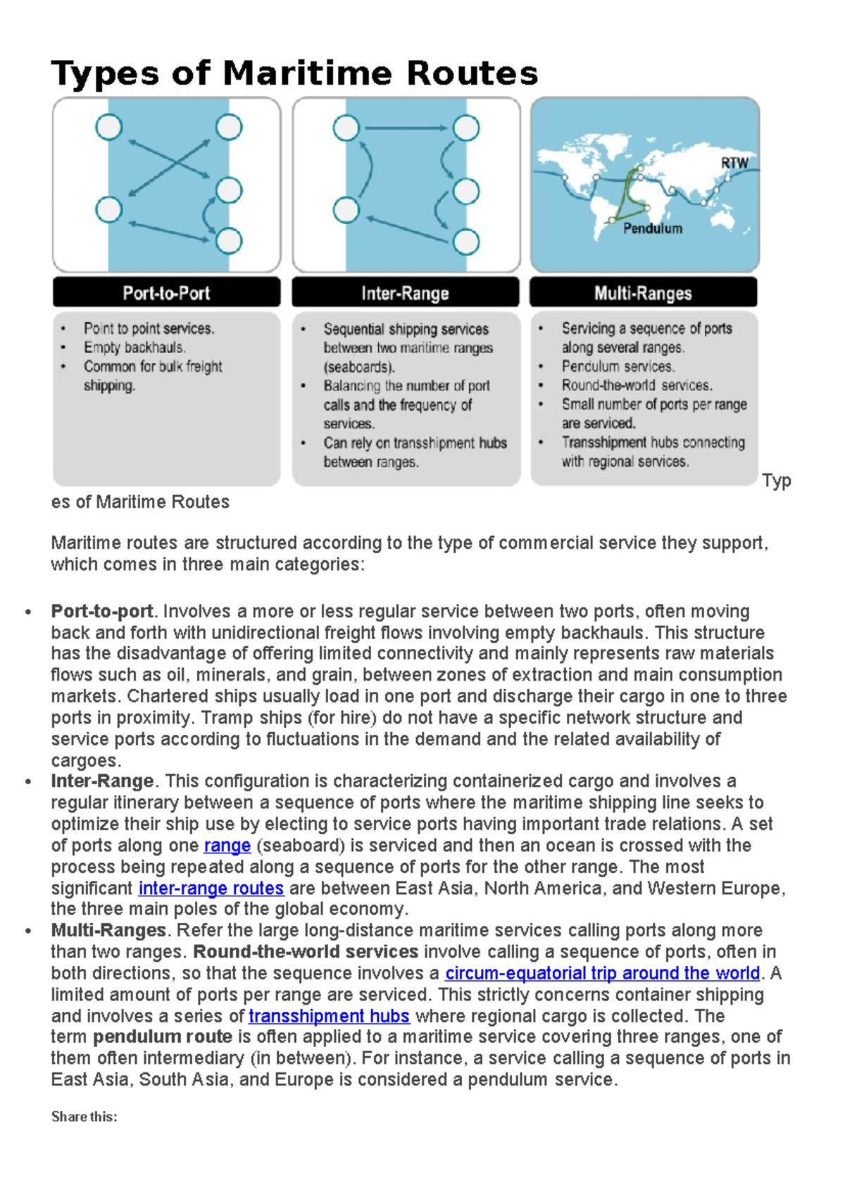 Types of Maritime Routes: An Overview of Shipping Services - Studocu
