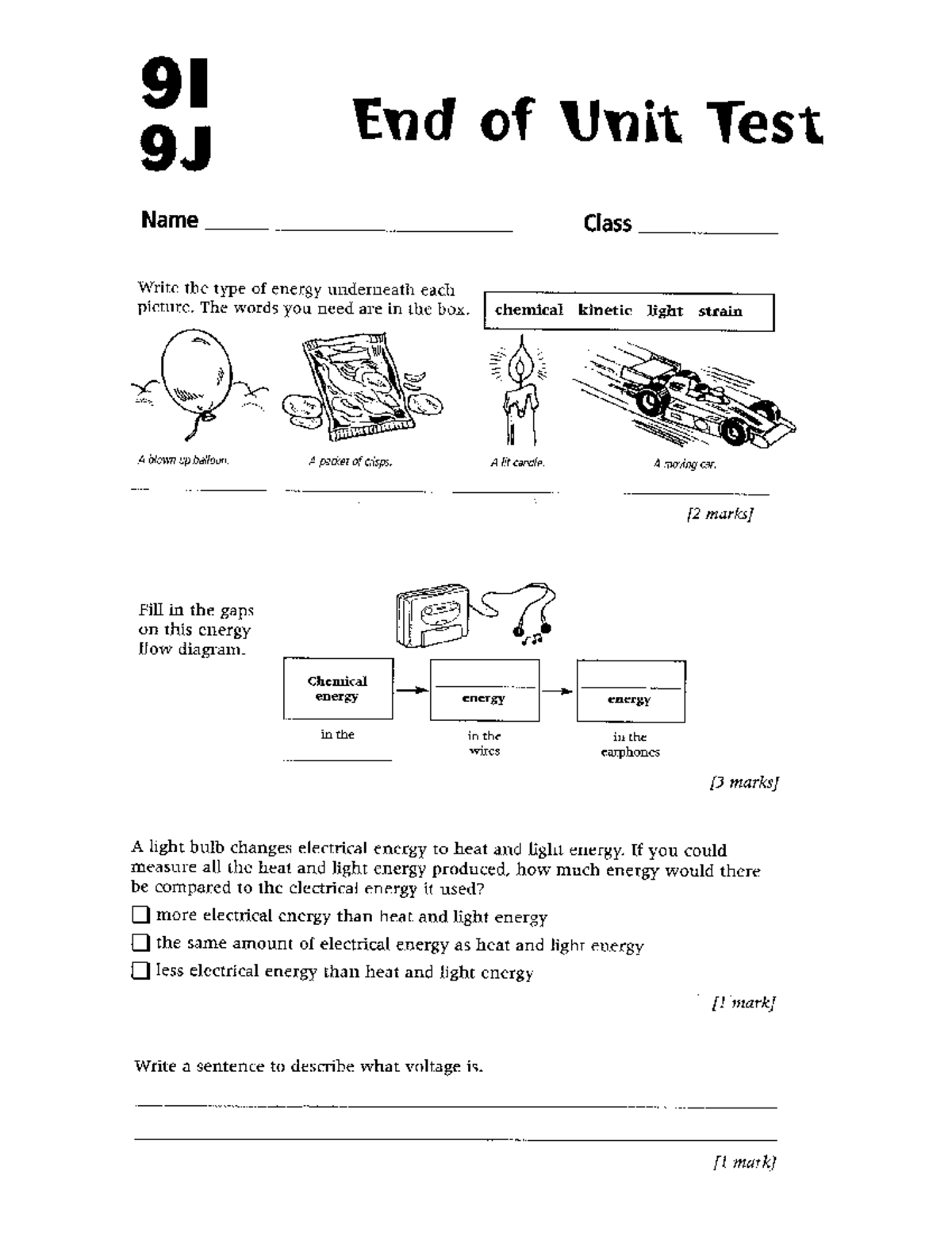 9J End of Unit Test: Energy Types and Solar System Model - Studocu