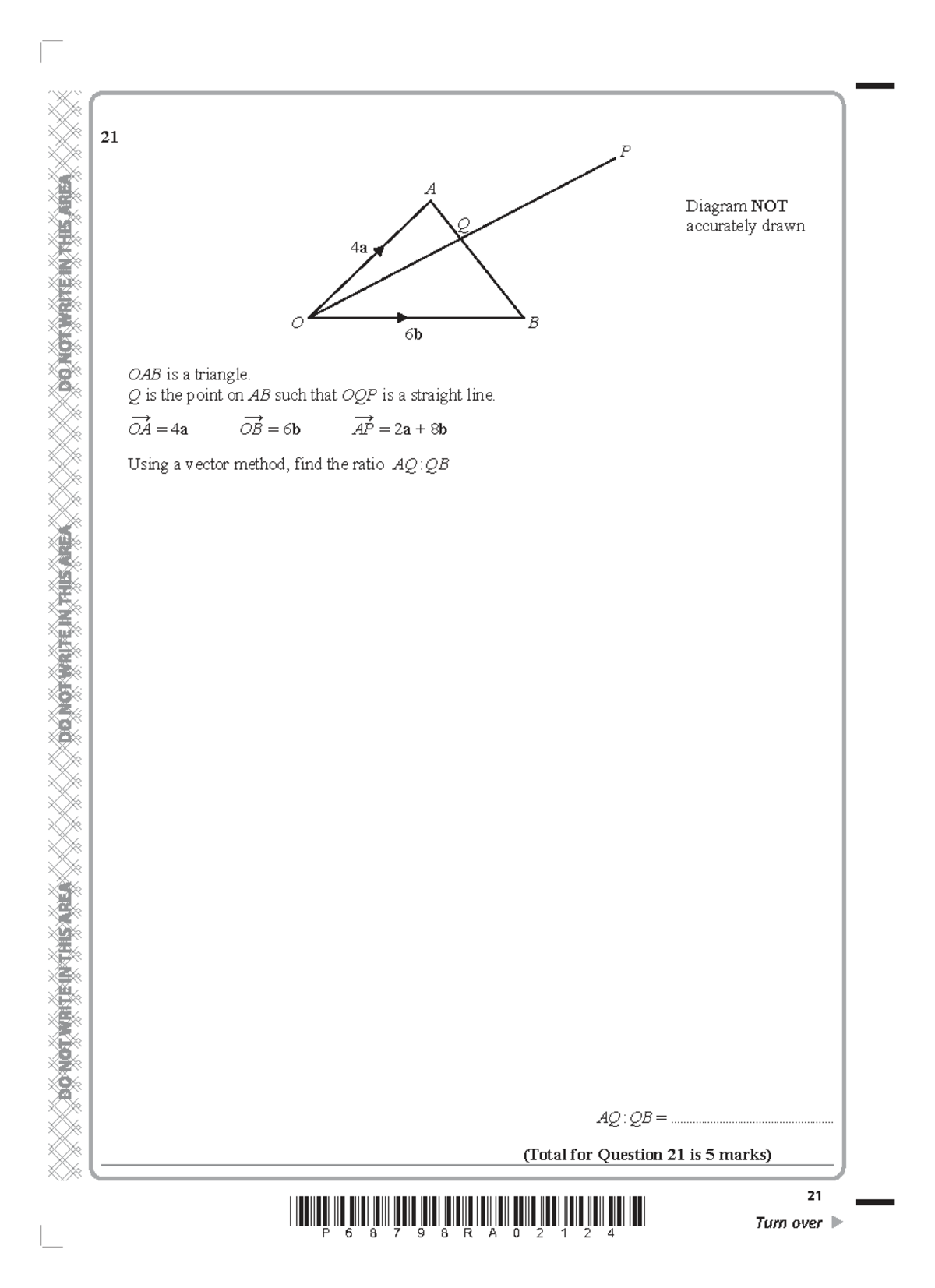 IGCSE Maths 4MA1 21: Vector Method for Triangle Ratio AQ:QB - Studocu
