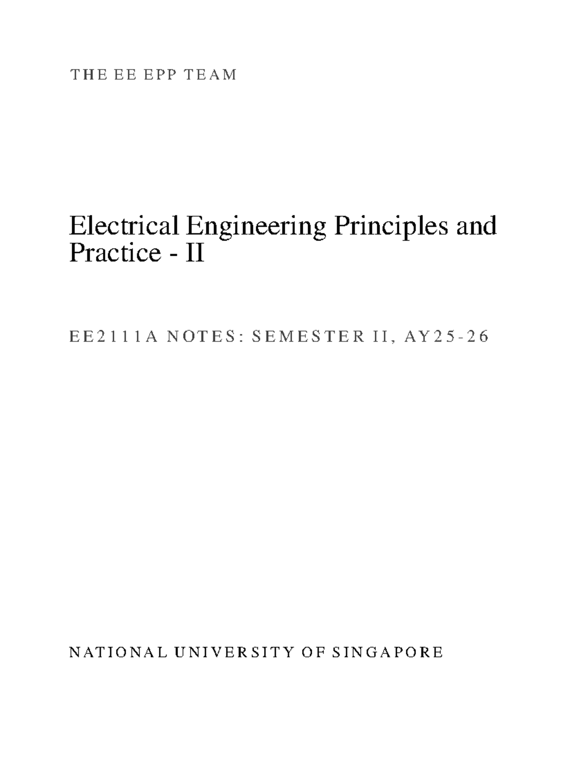 EE2111A - Introduction to AC Circuits: Semester II Notes - Studocu