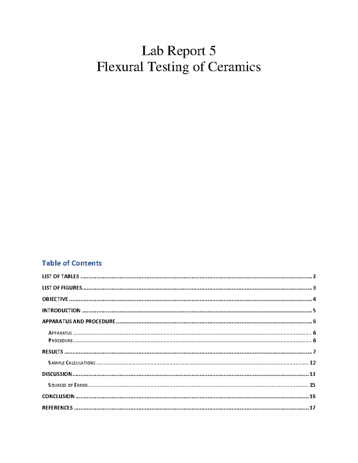 Lab 5 mech 321 - last lab for mech 321. - Flexural Testing of Ceramics ...