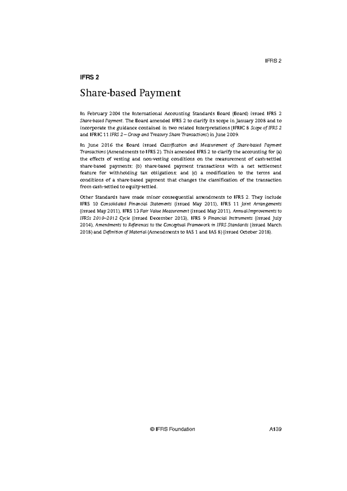 IFRS 2 - ifrs2 - IFRS 2 Share-based Payment In February 2004 the ...
