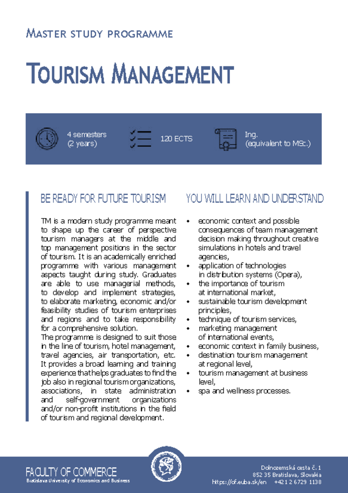 Master's Programme in Tourism Management (MTM) - Study Plan 2025 - Studocu