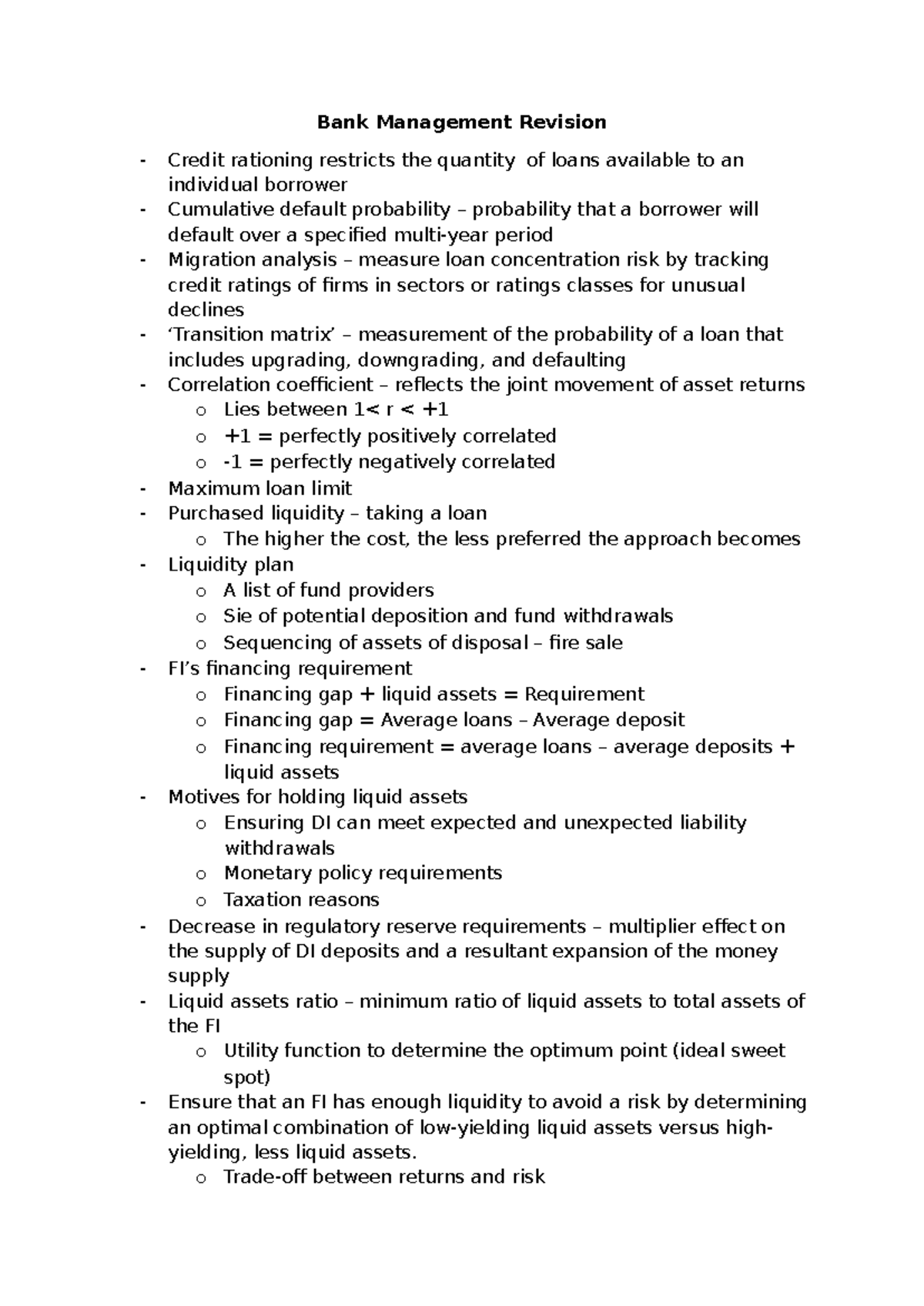 Bank Management Revision: Key Concepts in Credit Rationing and ...