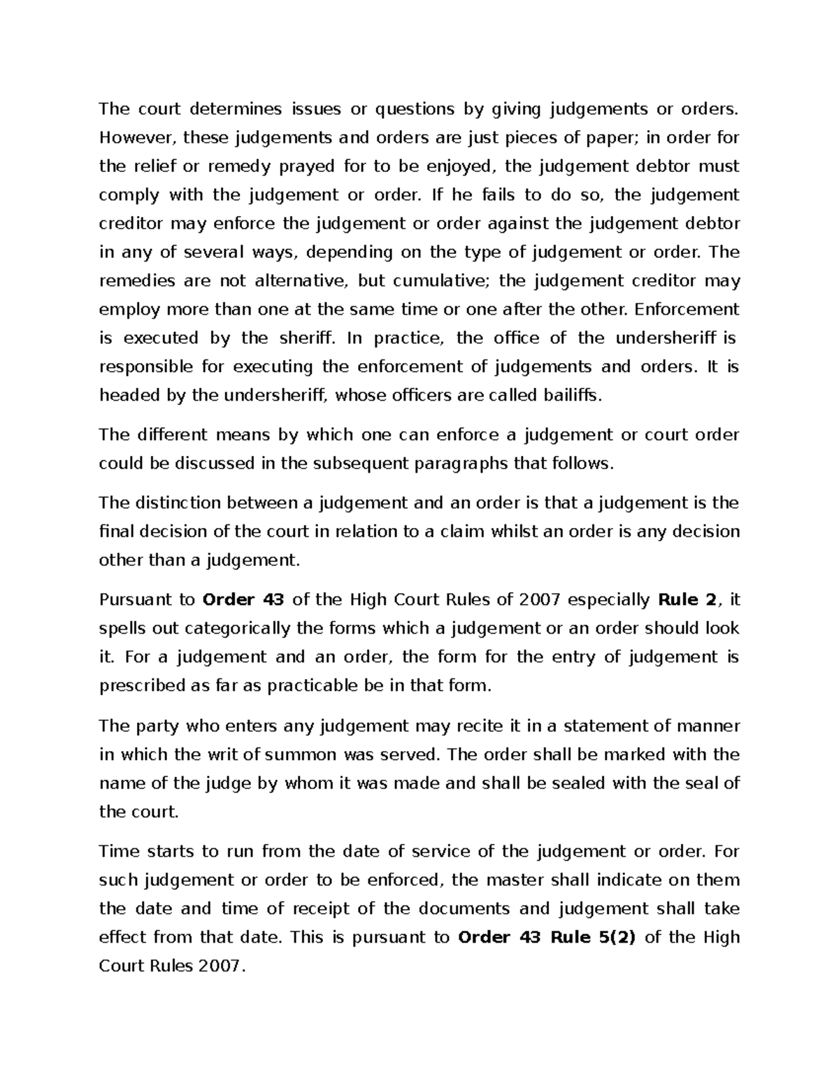 Civil Procedure Assignment 2023: Understanding Judgment Enforcement ...