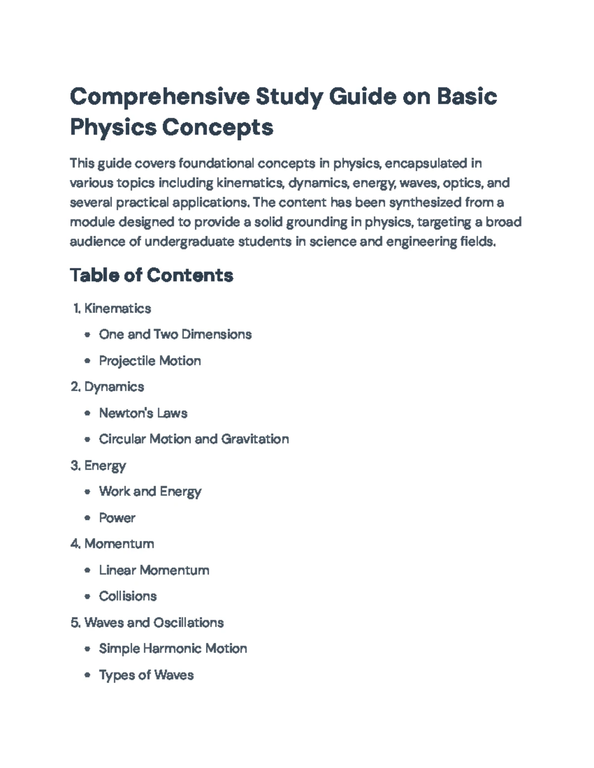 Overview of Key Physics Concepts - PHYS101 Comprehensive Guide - Studocu