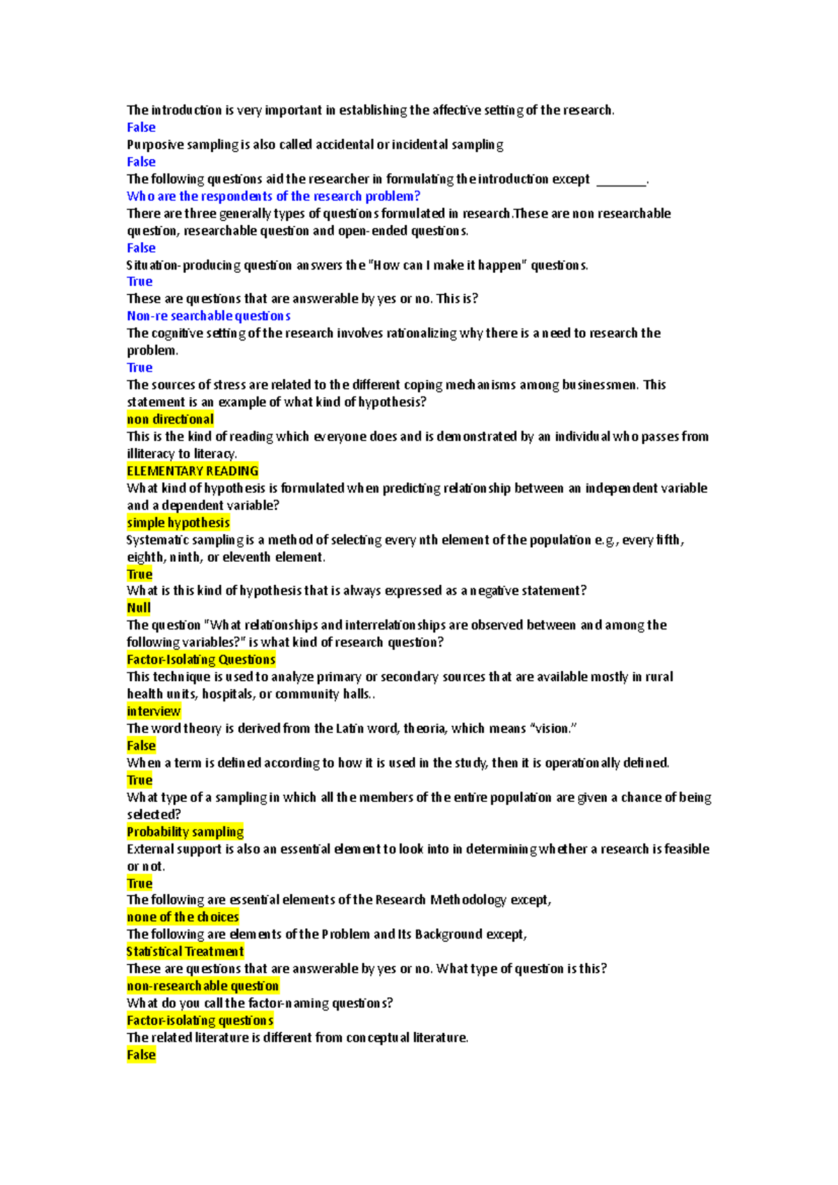 Thesis Writing: Prelim to Final Exam Prep, Quizzes & Labs Review - Studocu