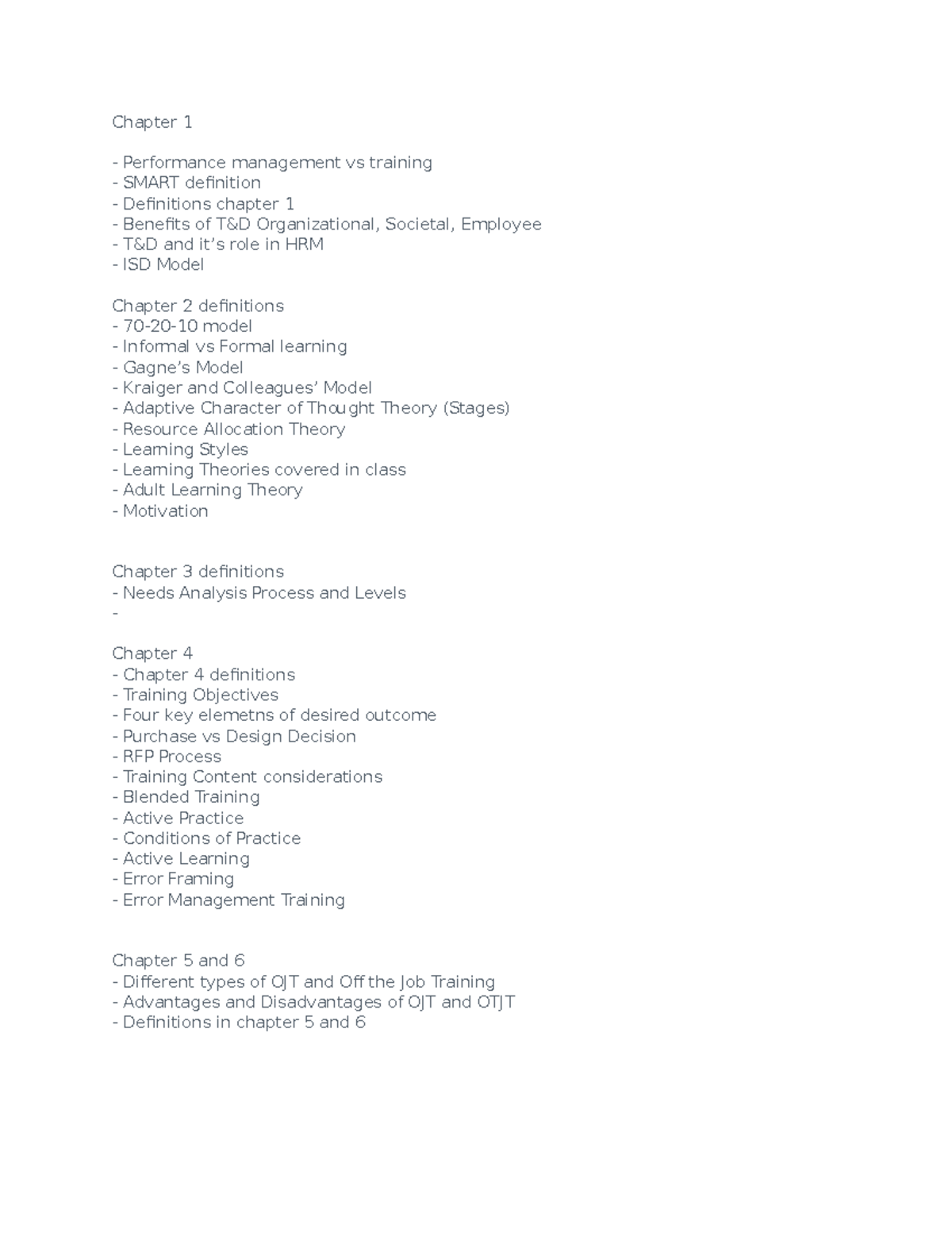 Main training concepts - Chapter 1 Performance management vs training ...
